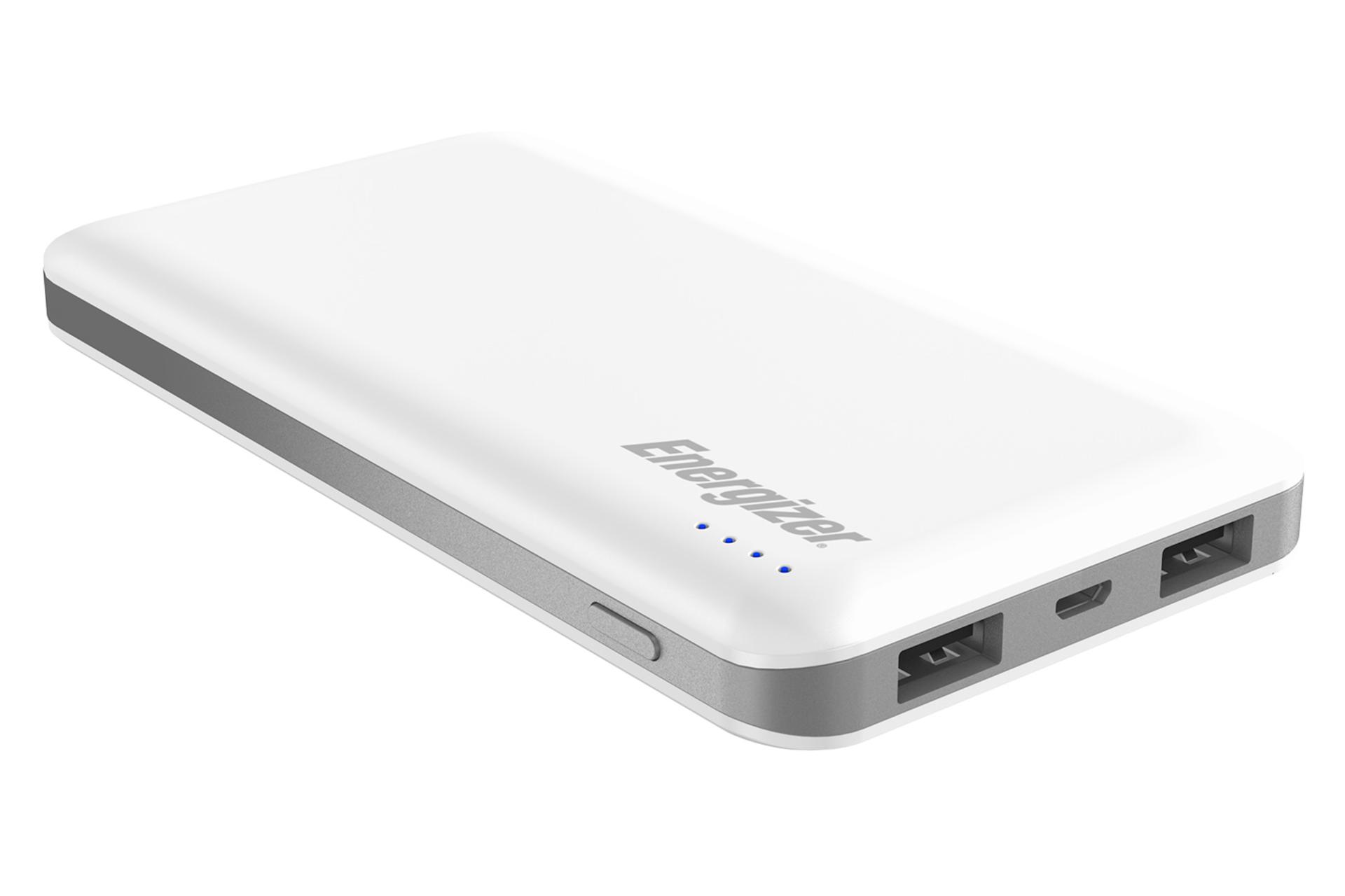 نمای خوابیده پاور بانک انرجایزر UE80005 و محل درگاه ها