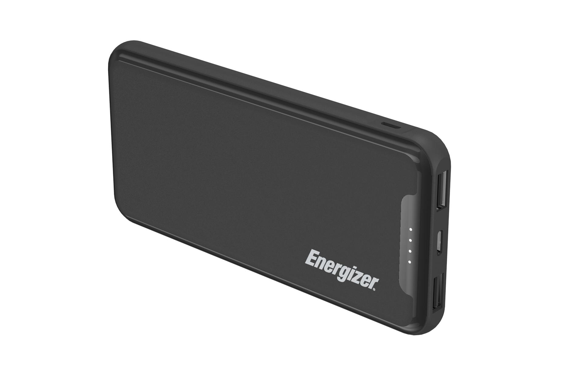 نمای خوابیده پاور بانک انرجایزر UE10052 به همراه خروجی‌ها