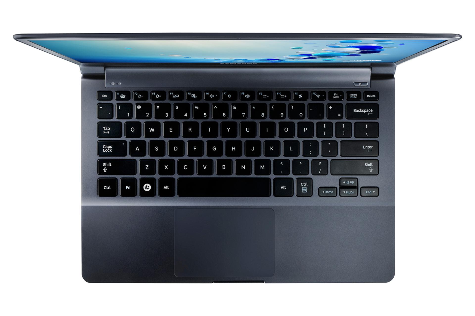 نمای بالا لپ تاپ سامسونگ نوت بوک 9 و نمایش کیبورد