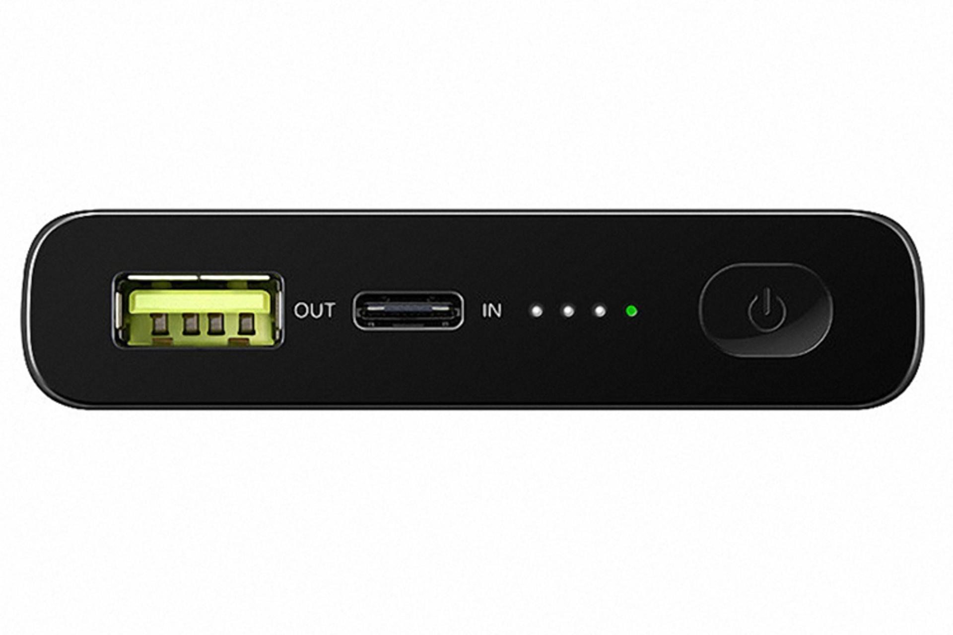 پاور بانک هواوی AP09Q با ظرفیت 10000 میلی‌آمپر ساعت - محل درگاه ورودی و خروجی و دمکه پاور