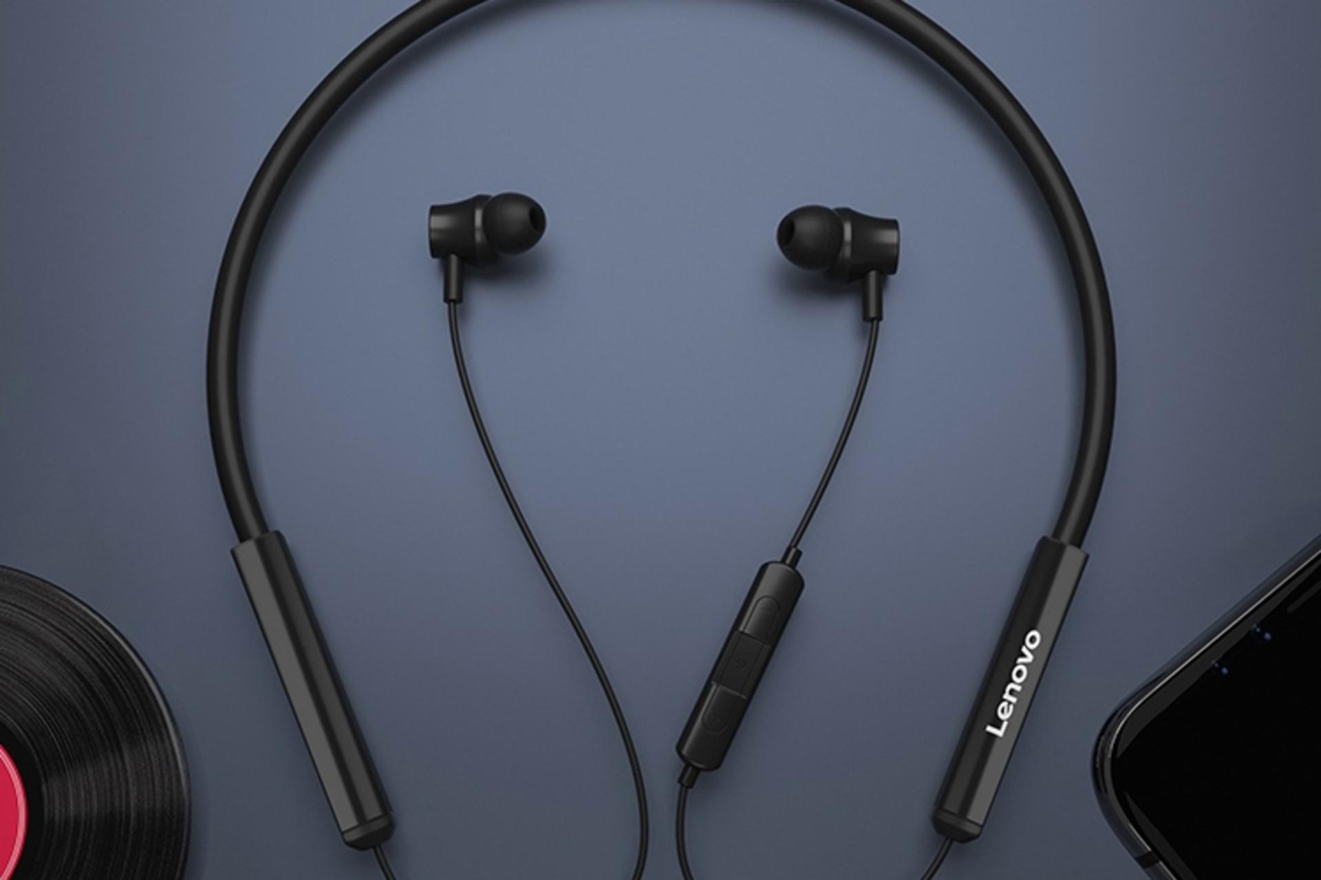 نمای بالا هدفون بی سیم لنوو Lenovo QE07 مشکی