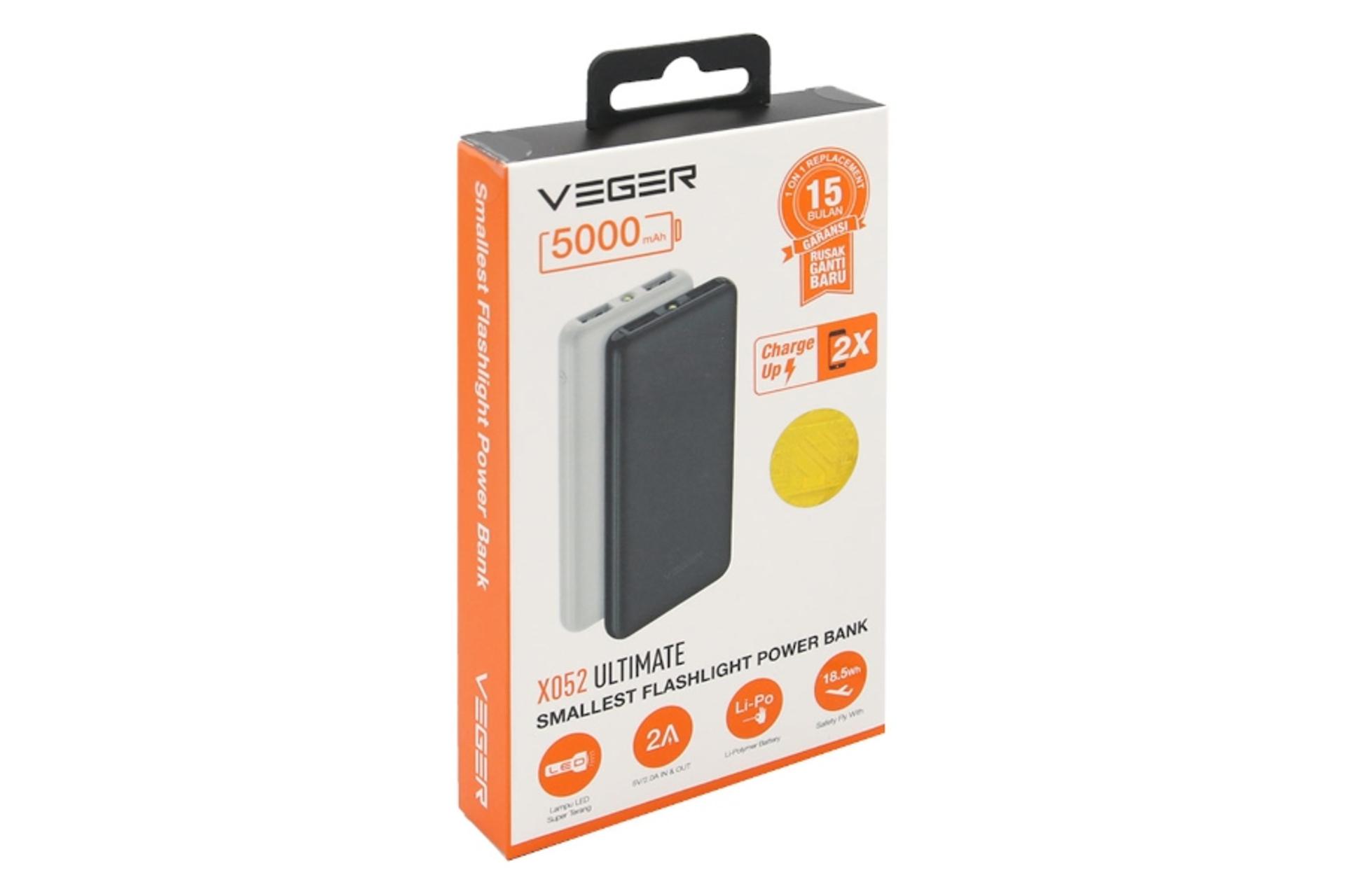 جعبه پاور بانک وگر X052 با ظرفیت 5000 میلی‌آمپر ساعت VEGER X052 5000mAh
