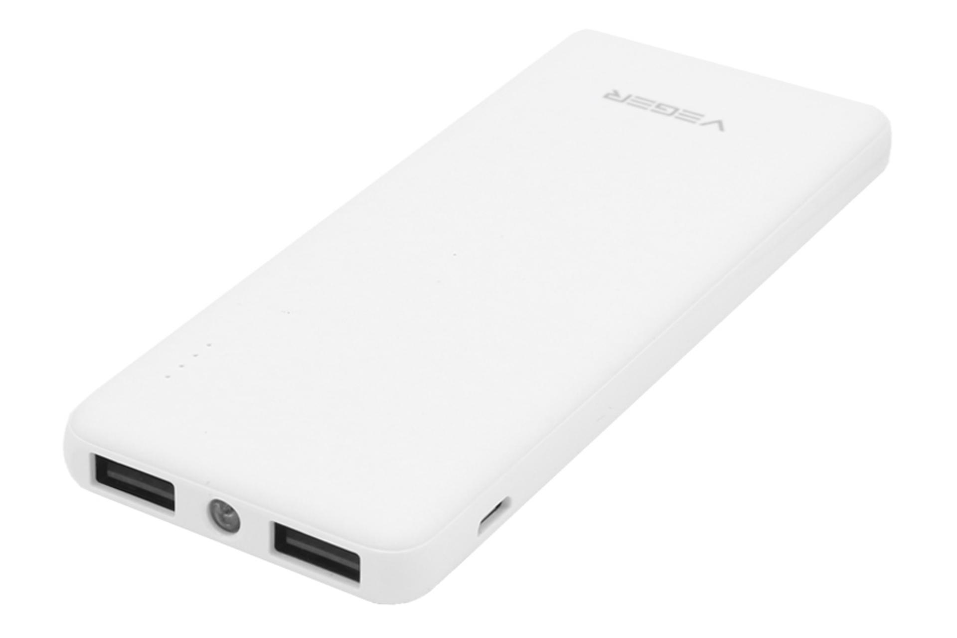 درگاه پاور بانک وگر X052 با ظرفیت 5000 میلی‌آمپر ساعت VEGER X052 5000mAh سفید