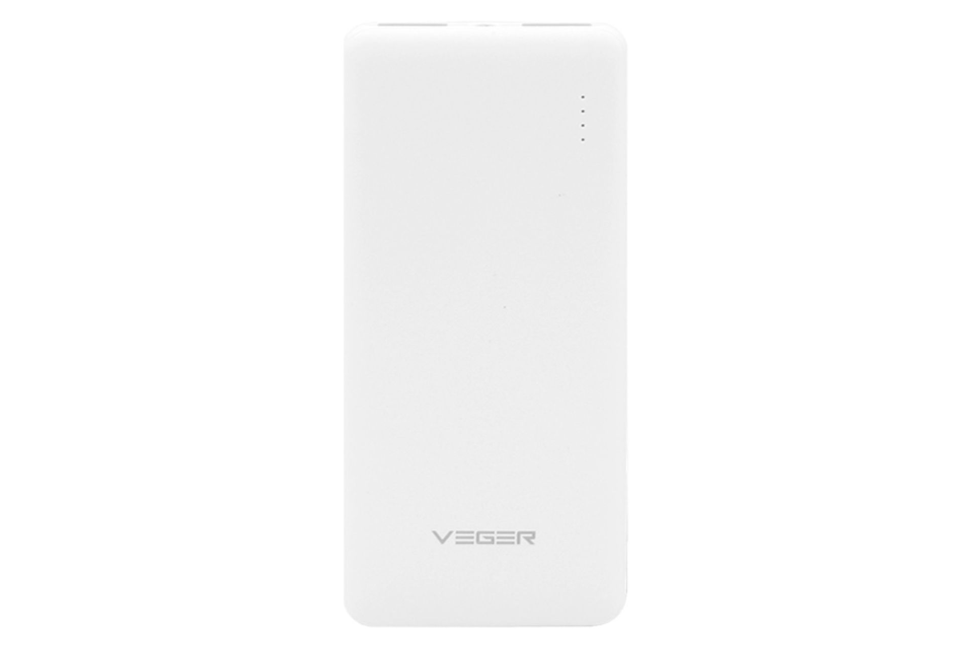 نمای روبرو پاور بانک وگر X052 با ظرفیت 5000 میلی‌آمپر ساعت VEGER X052 5000mAh سفید