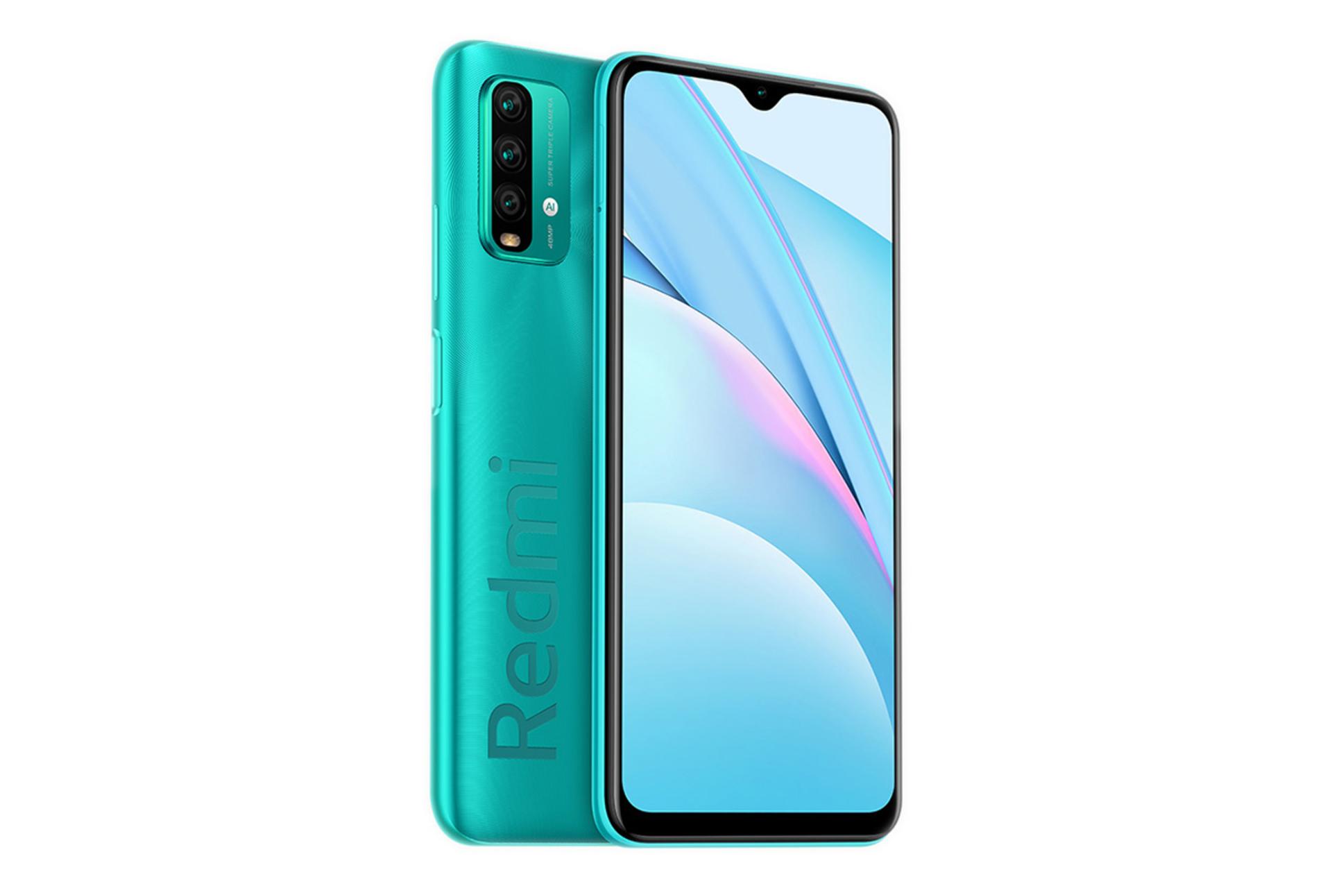 نمای نیمرخ گوشی شیائومی ردمی نوت 9 نسخه 4G رنگ سبز