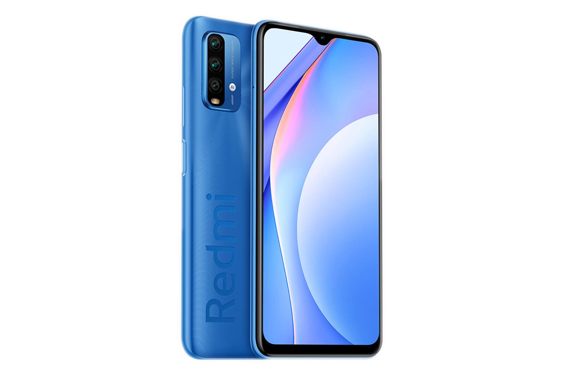 نمای نیمرخ گوشی شیائومی ردمی نوت 9 نسخه 4G رنگ آبی
