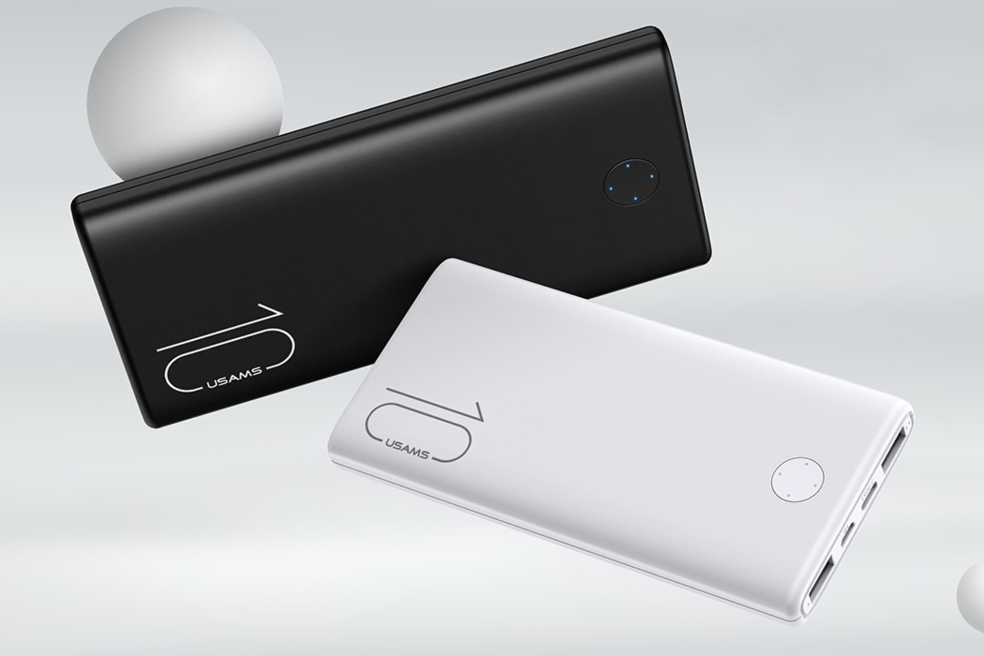 پاور بانک یوسمز US-CD137 PB52 با ظرفیت 10000 میلی‌آمپر ساعت USAMS US-CD137 PB52 10000mAh سفید مشکی