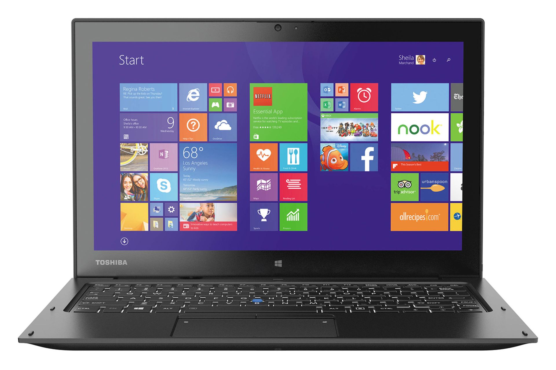 نمای جلو لپ تاپ توشیبا Portege Z20t با صفحه روشن