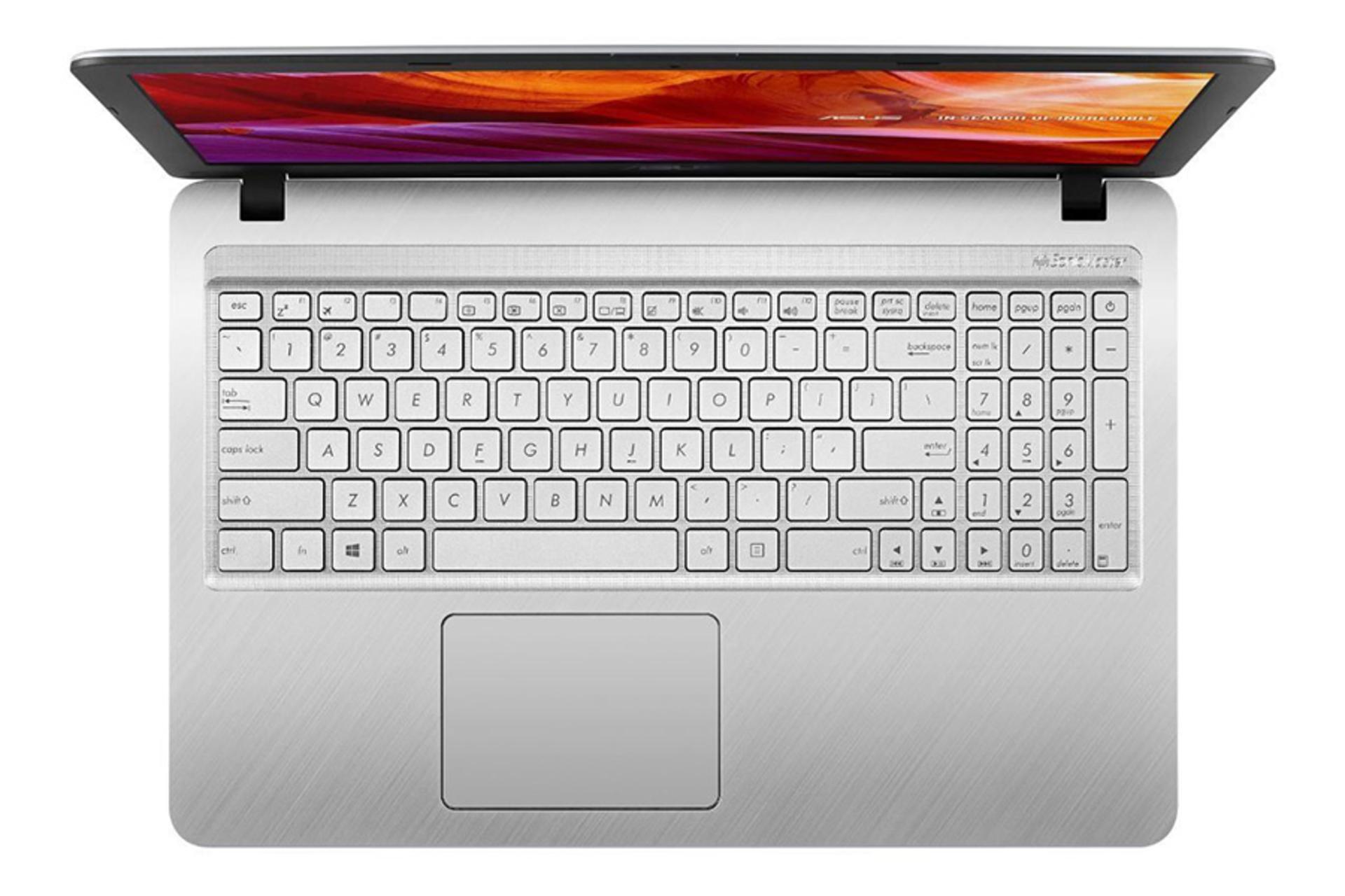 نمای بالا لپ تاپ ایسوس X543BA رنگ نقره ای