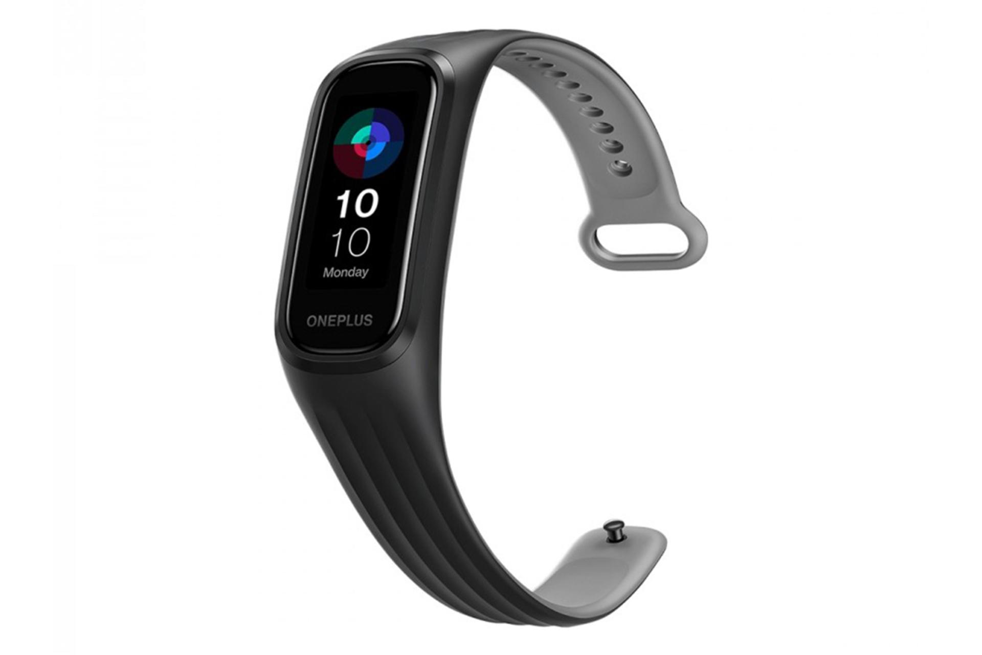 نمای نیمرخ دستبند سلامتی وان پلاس بند رنگ مشکی