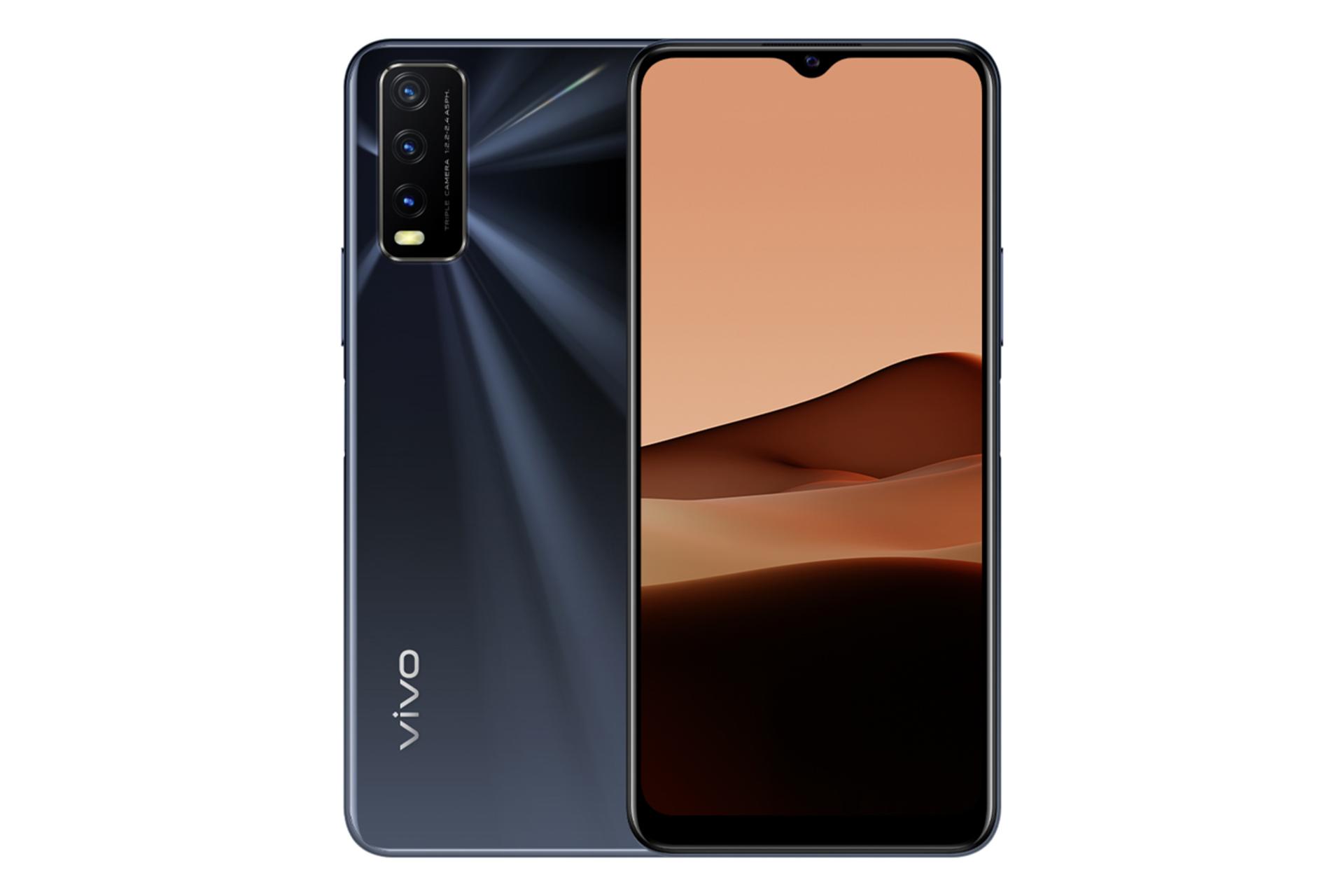 گوشی vivo Y20s نمای جلو پشت رنگ مشکی / وای 20 اس ویوو