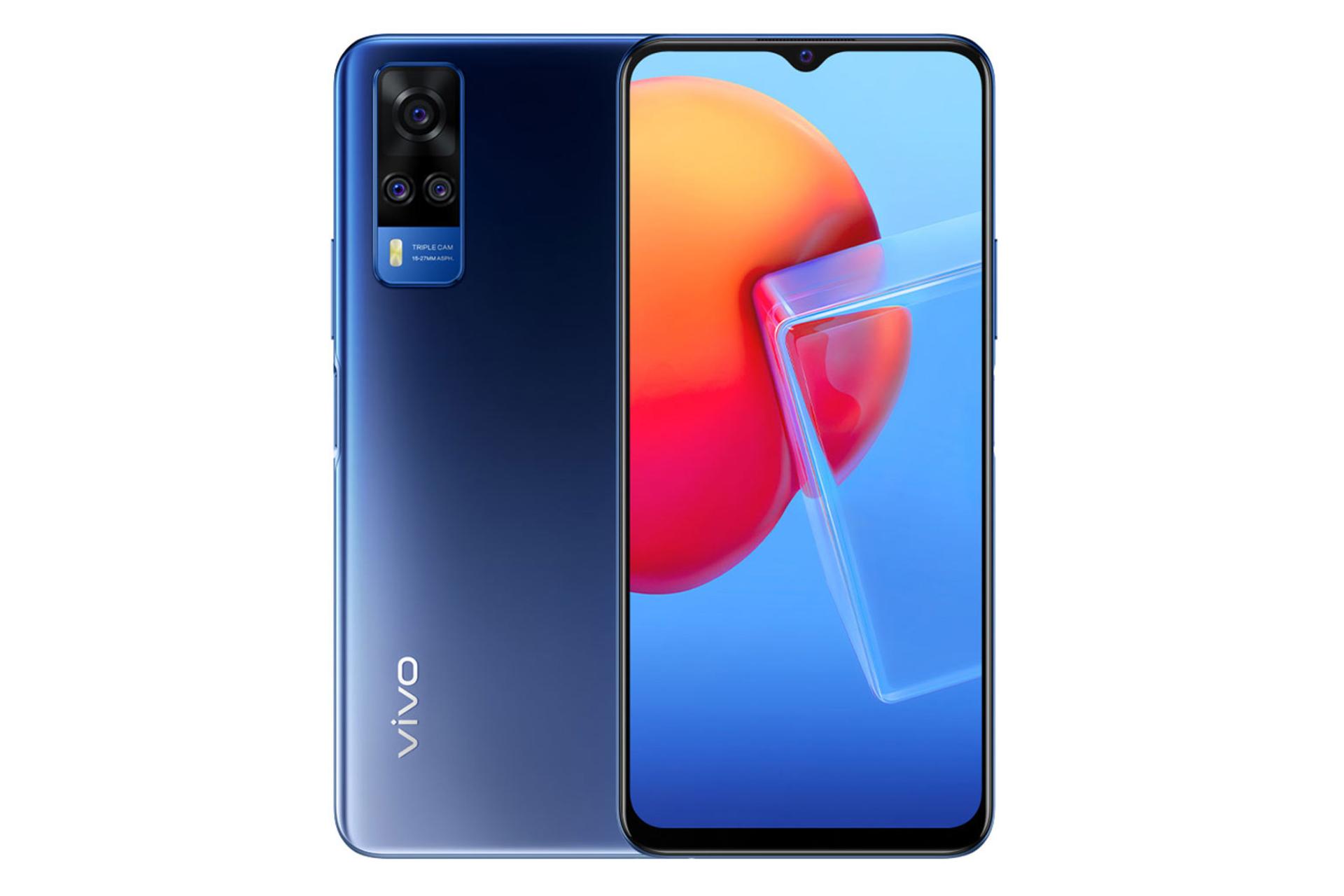 نمای پشت و جلو ویوو Y51a رنگ آبی