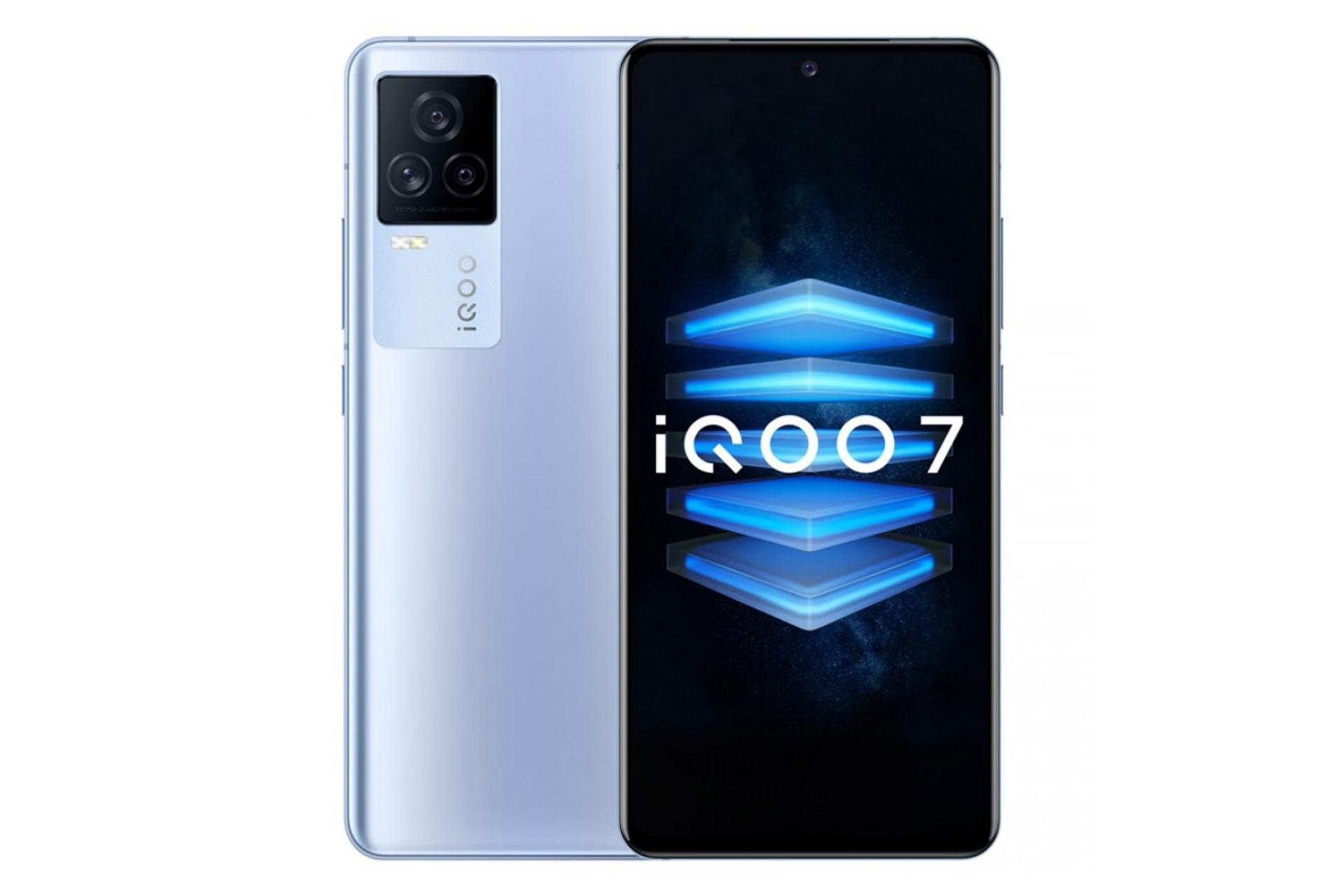 نمای جلو و پشت ویوو iQOO 7 رنگ آبی