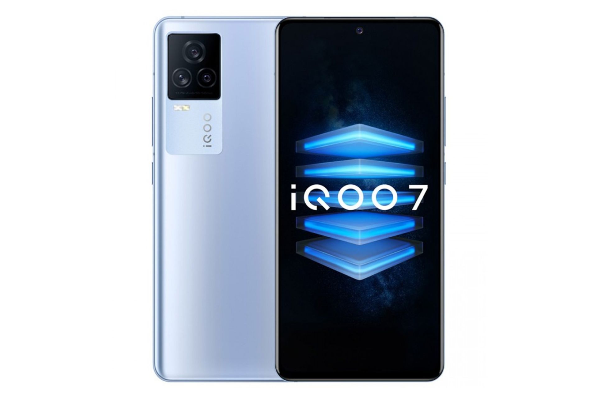 نمای جلو و پشت ویوو iQOO 7 رنگ آبی