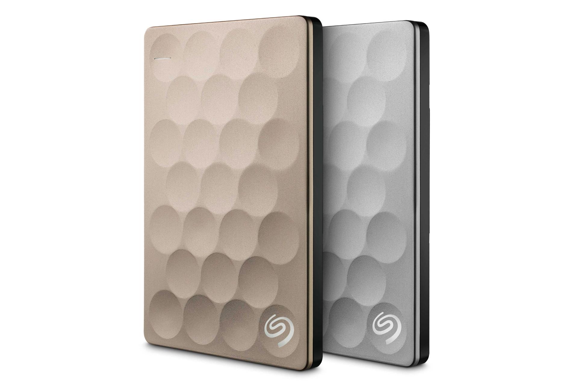 نمای جلو هارد دیسک سیگیت Backup Plus Ultra Slim رنگ نقره ای طلایی