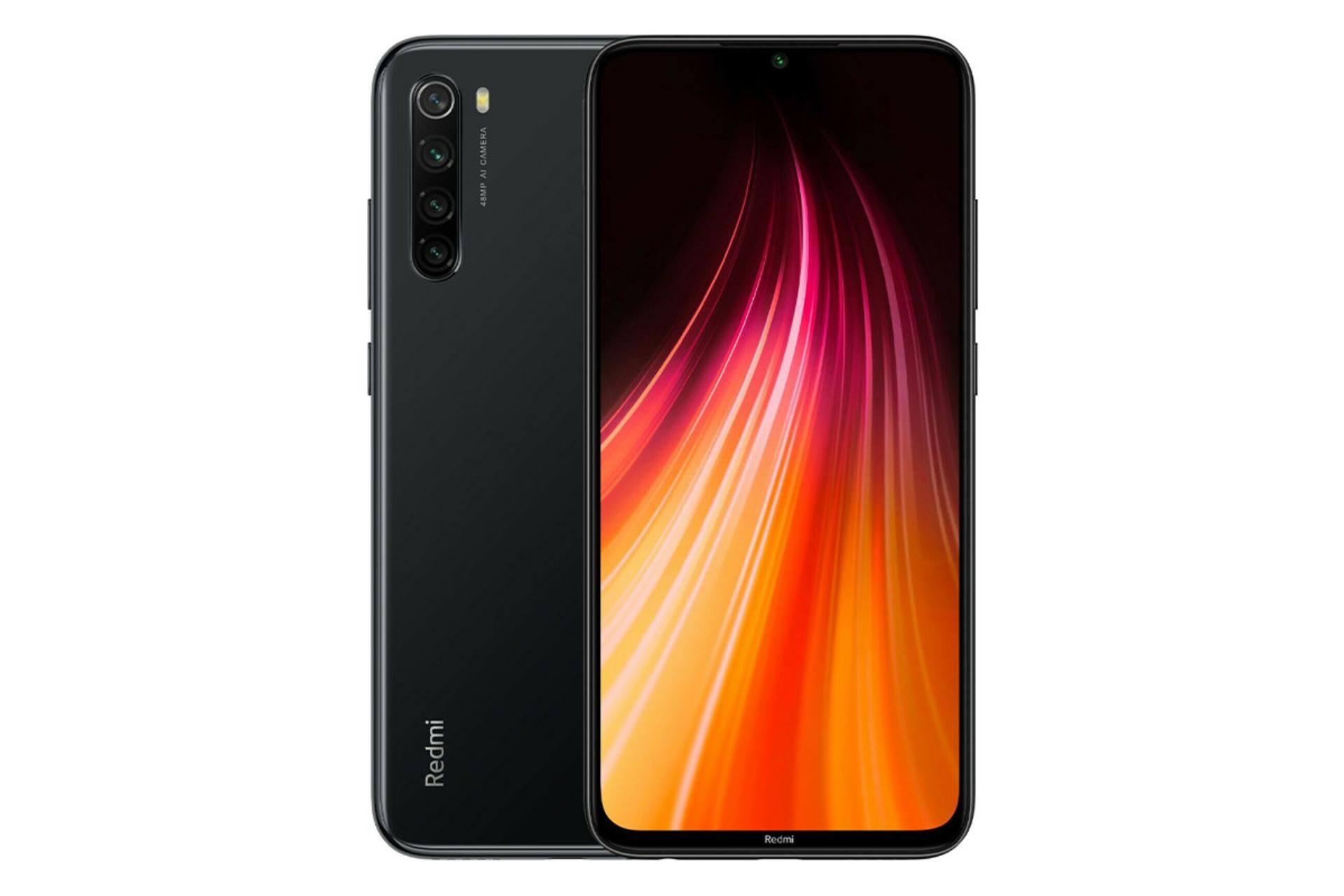 گوشی ردمی نوت 8 شیائومی مشکی - نمای جلو و پشت / Xiaomi Redmi Note 8