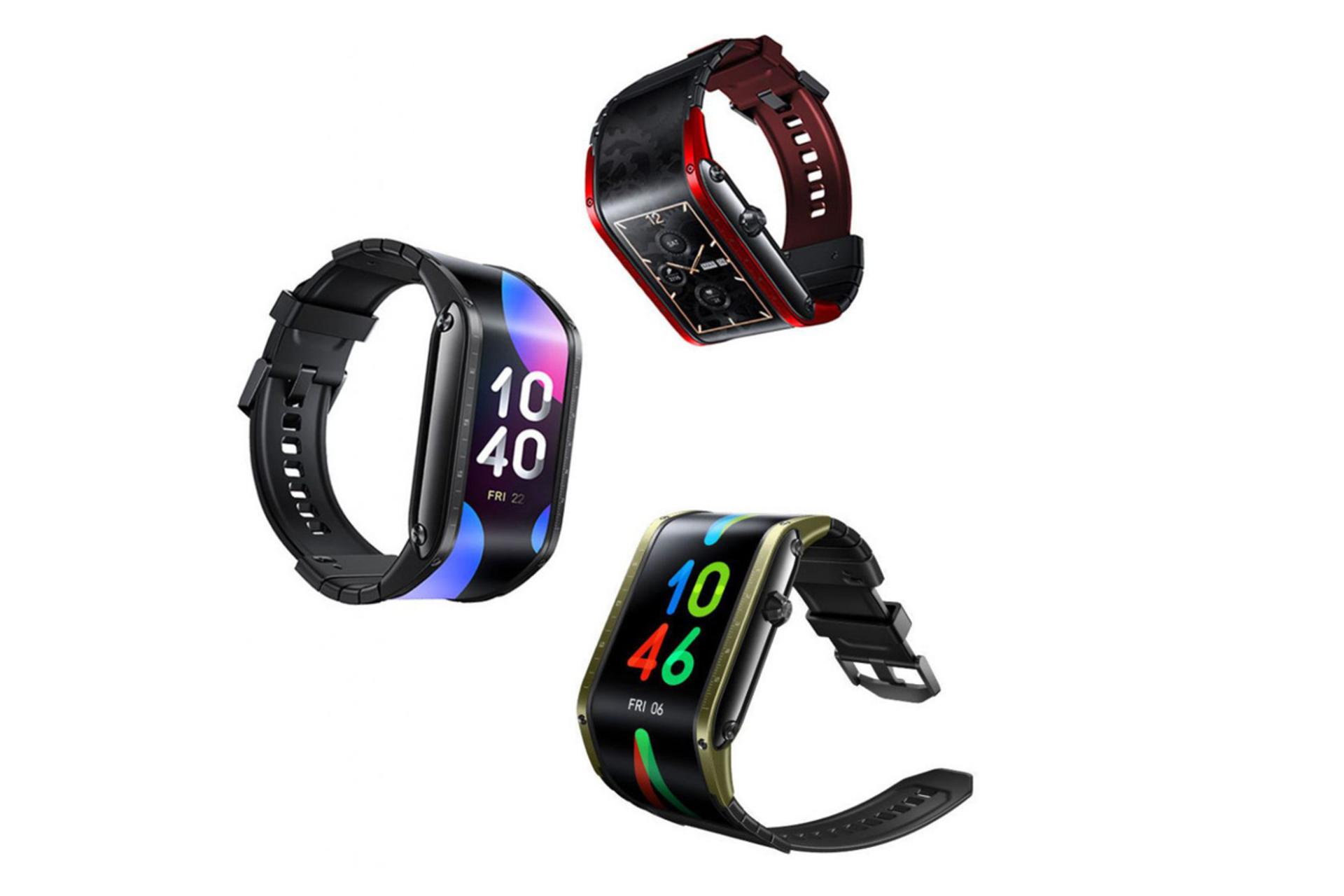 نمای نیمرخ سه ساعت هوشمند زد تی ای نوبیا واچ با واچ فیس های مختلف