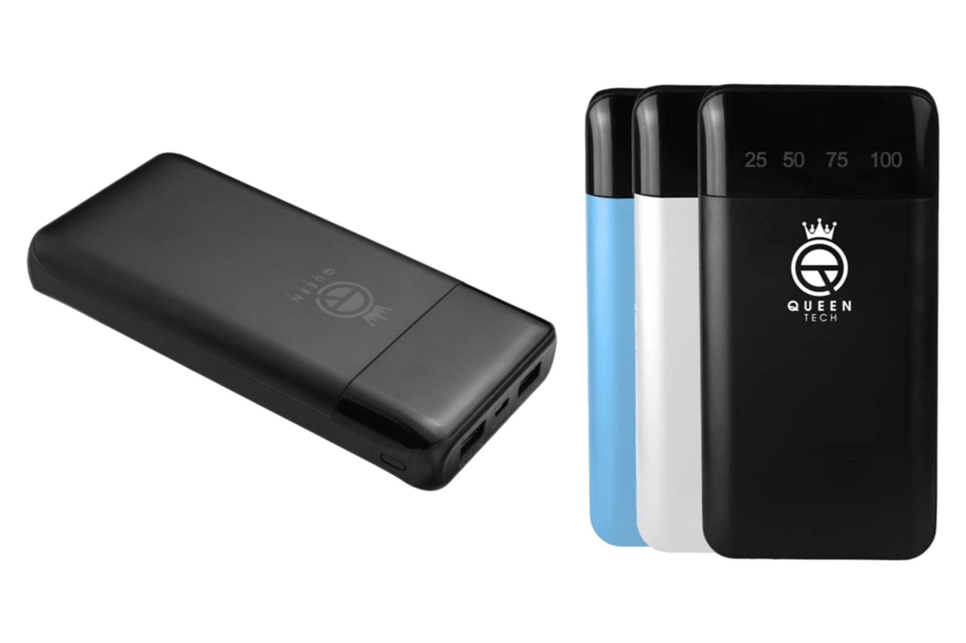 رنگ های مختلف پاور بانک کویین تک Queen Tech QT-20 20000mAh با ظرفیت 20000 میلی‌آمپر ساعت