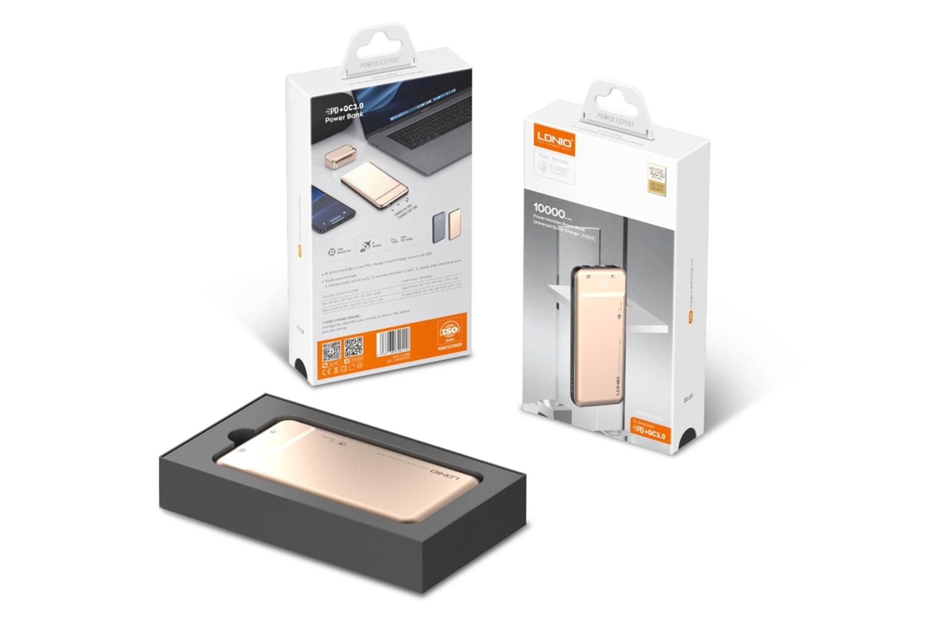 جعبه پاور بانک الدینیو LDNIO PQ1015 10000mAh با ظرفیت 10000 میلی‌آمپر ساعت