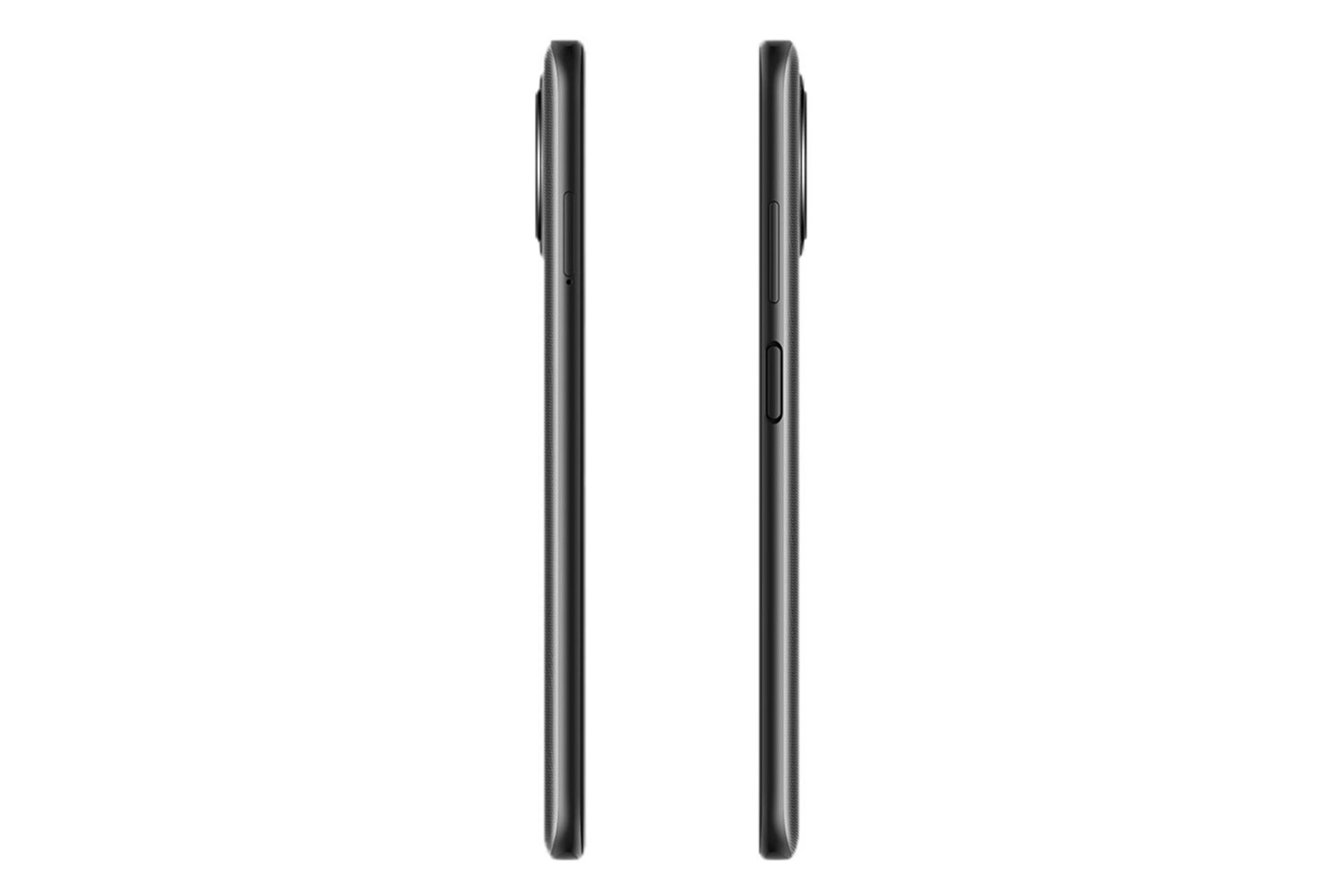 نمای کنار گوشی شیائومی ردمی نوت 9 نسخه 5G رنگ خاکستری