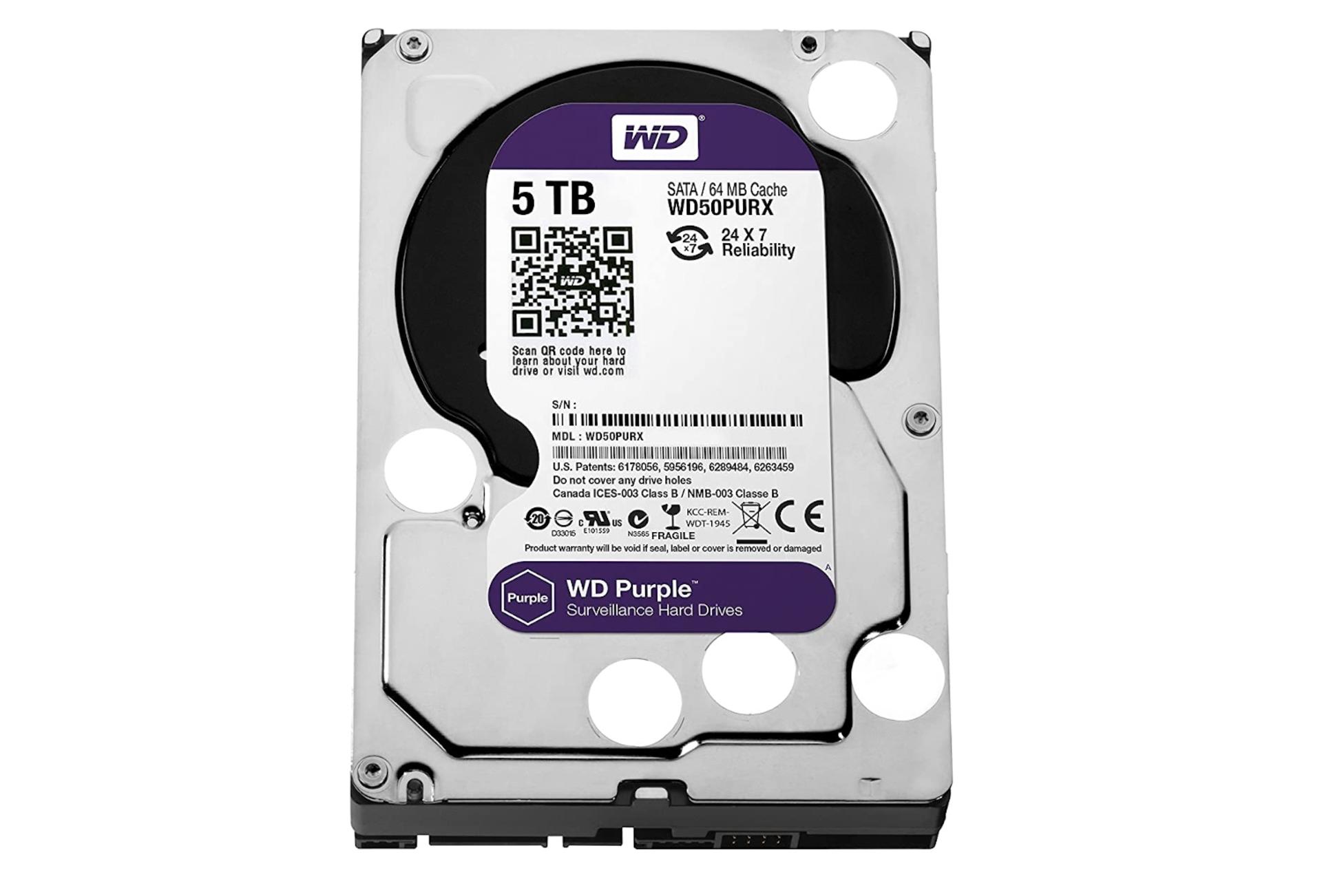 هارد دیسک وسترن دیجیتال Western Digital Purple WD50PURX 3.5 Inch 5TB ظرفیت 5 ترابایت