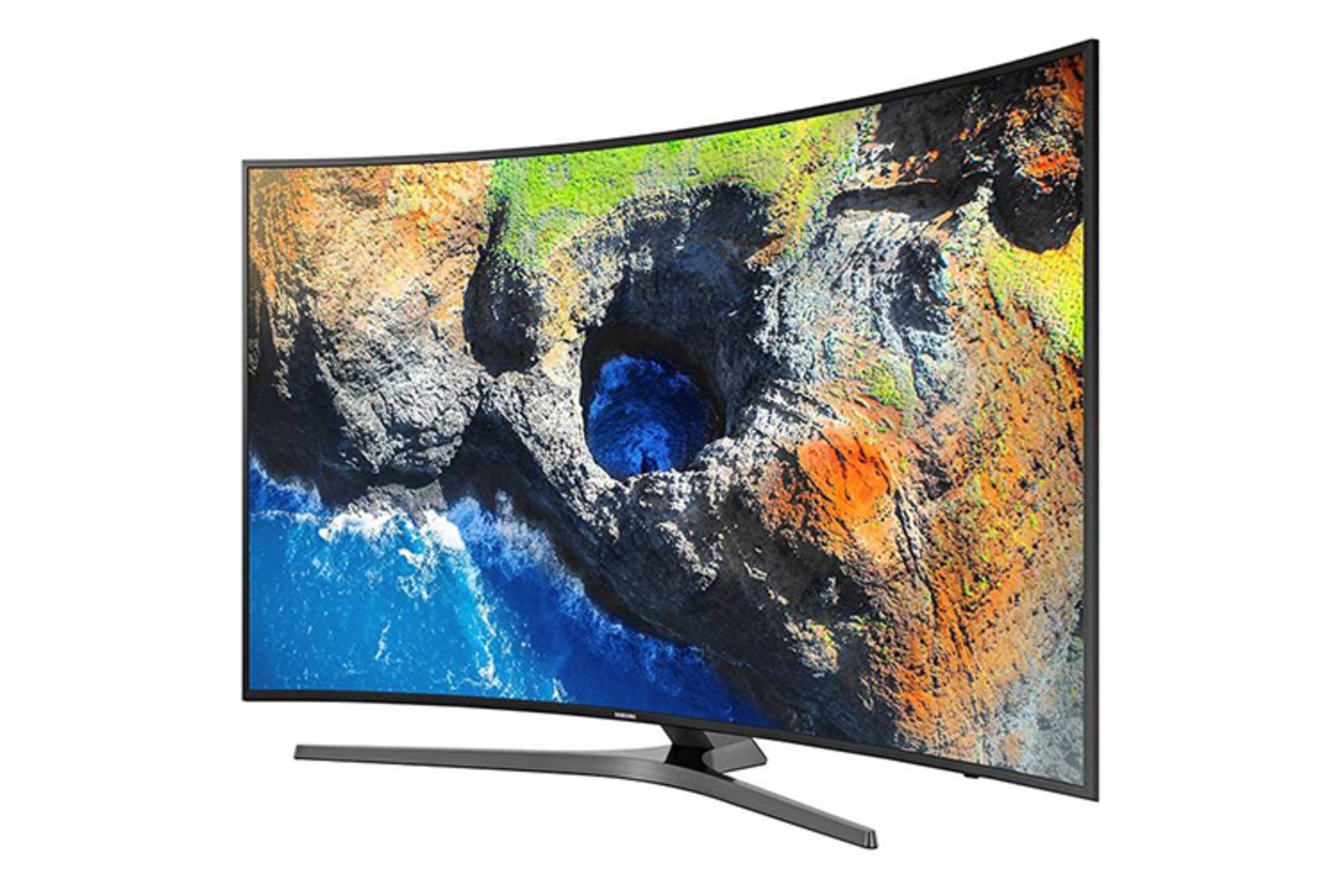 نمای نیم رخ تلویزیون سامسونگ MU7995 مدل 55 اینچ با صفحه روشن