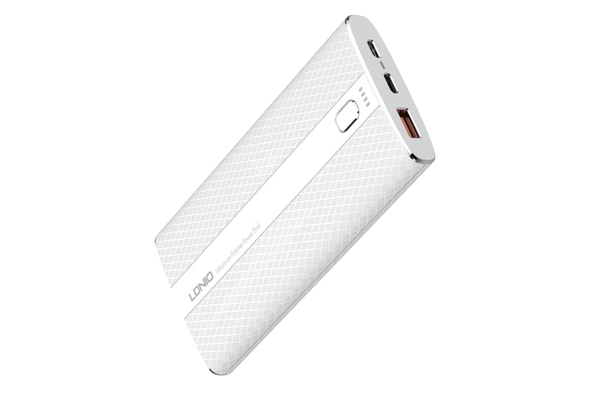 پاور بانک الدینیو LDNIO PQ1010 10000mAh با ظرفیت 10000 میلی‌آمپر ساعت سفید