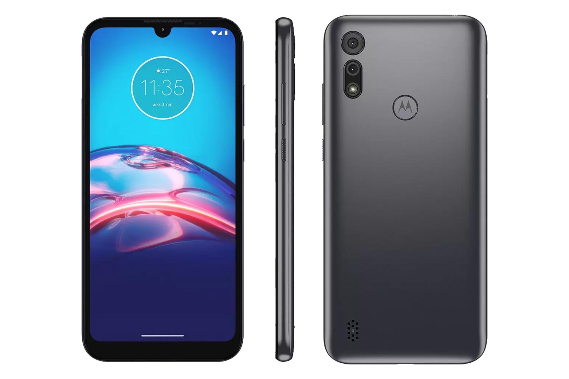 نمای جلو و پشت و کناری موبایل موتو E6i موتورولا رنگ مشکی