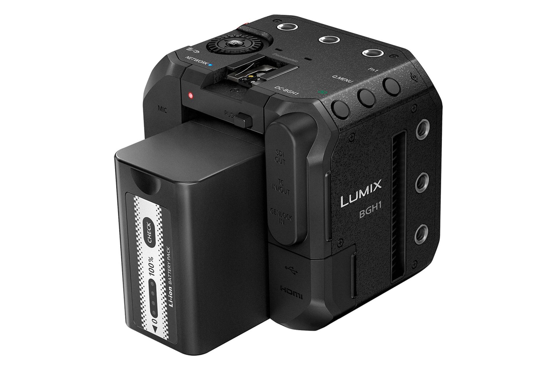 دوربین عکاسی پاناسونیک لومیکس DC BGH1 از نمای پشت و نمایش باتری