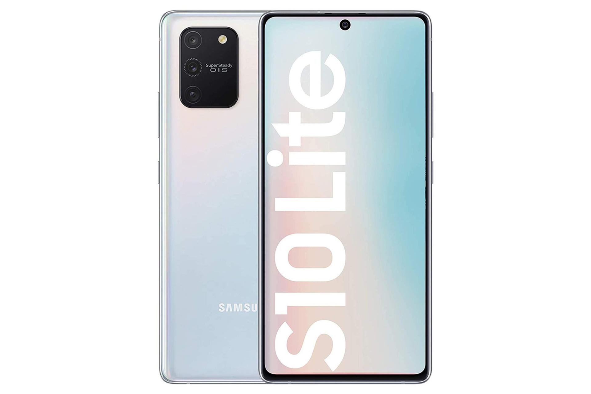 پشت و جلوی گوشی Samsung Galaxy S10 Lite با رنگ سفید