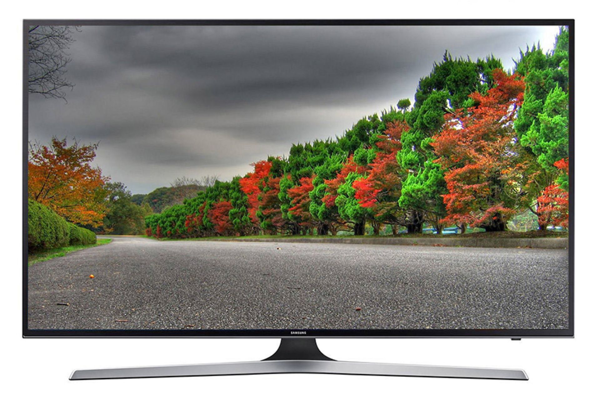 نمای جلو تلویزیون سامسونگ NU7900 مدل 50 اینچ با صفحه روشن