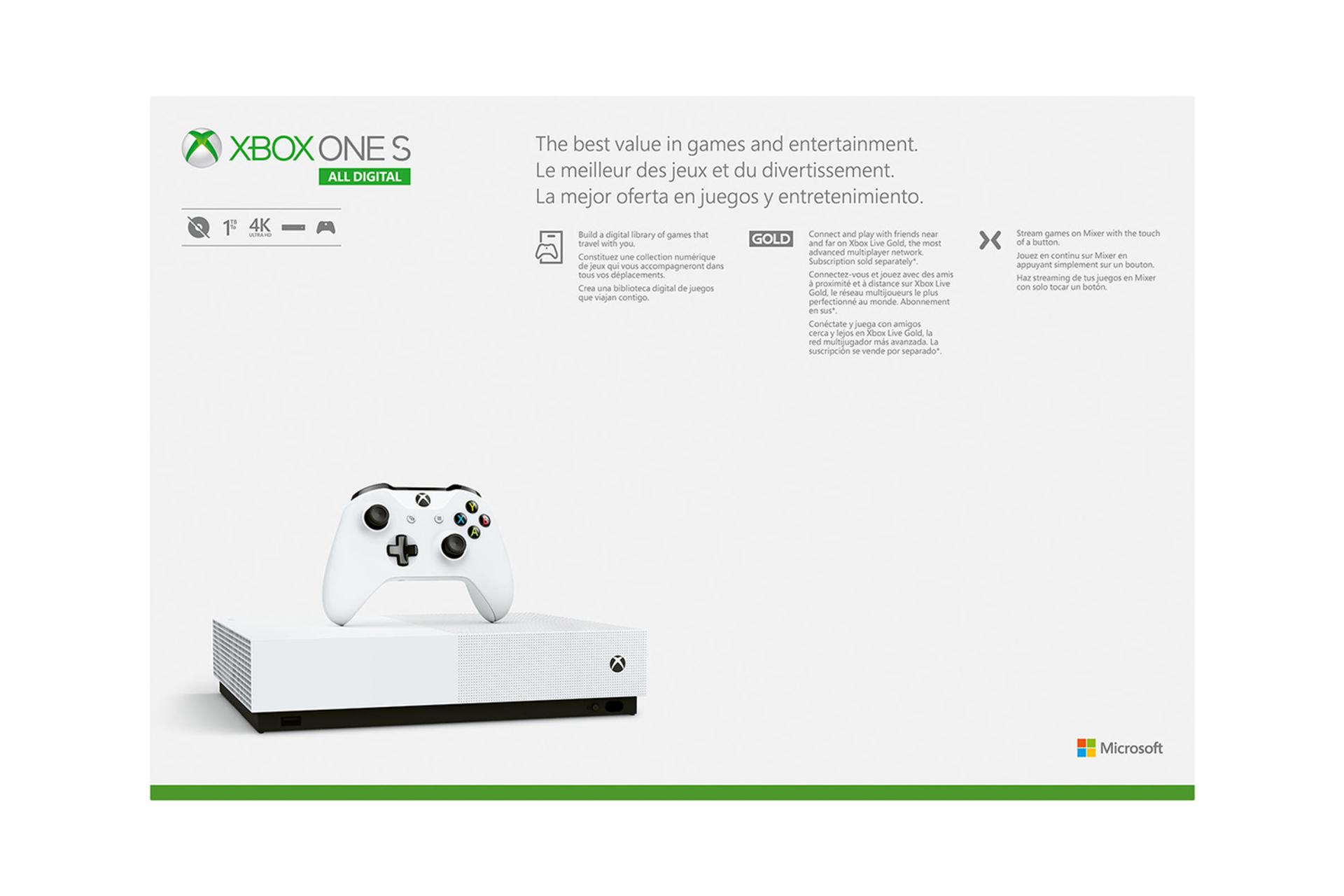 جعبه کنسول  Microsoft Xbox One S All-Digital Edition / ایکس باکس وان اس آل دیجیتال ادیشن مایکروساف