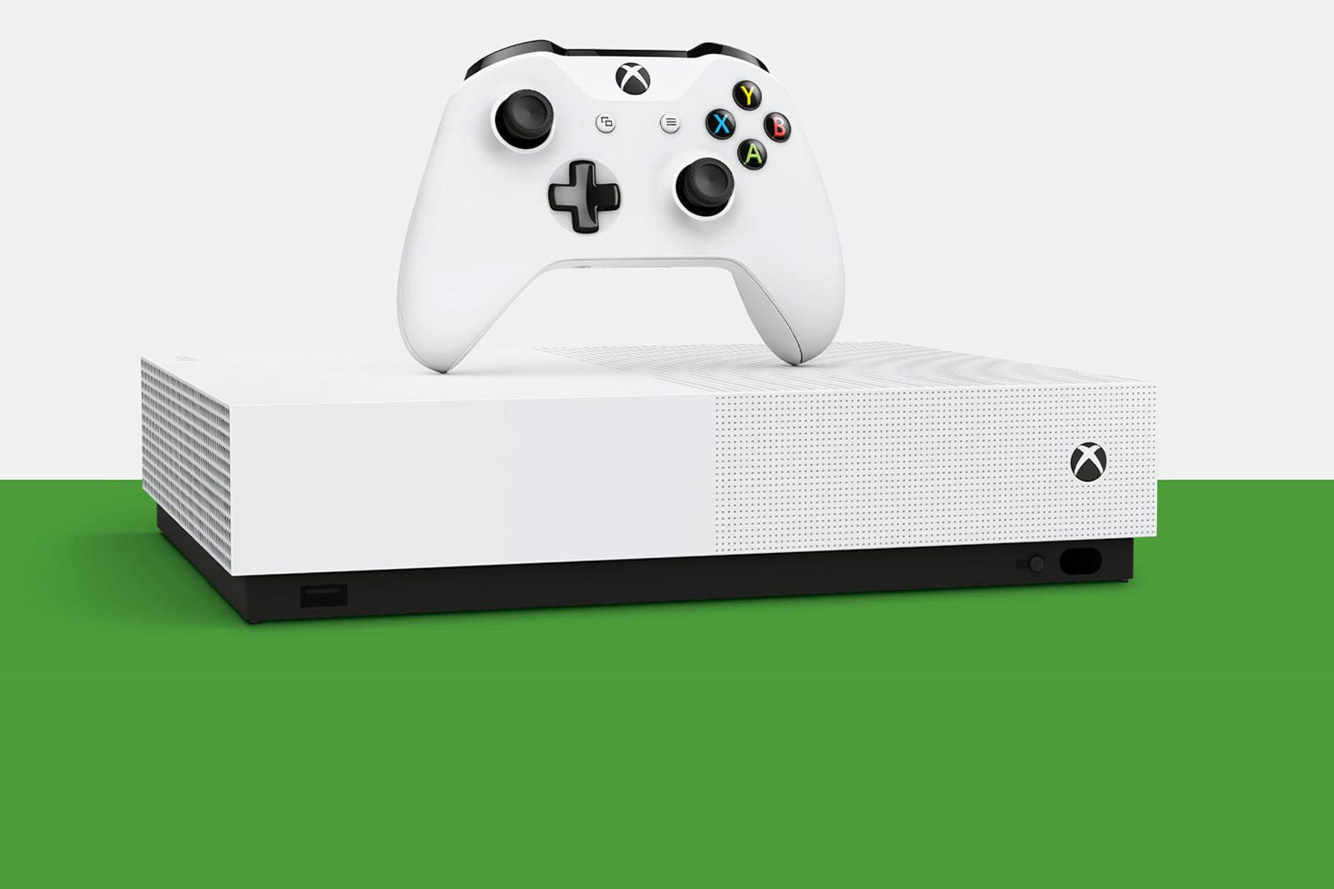 مرجع متخصصين ايران كنسول Microsoft Xbox One S All-Digital Edition نماي جلو و دسته و بازي - رنگ سبز / ايكس باكس وان اس