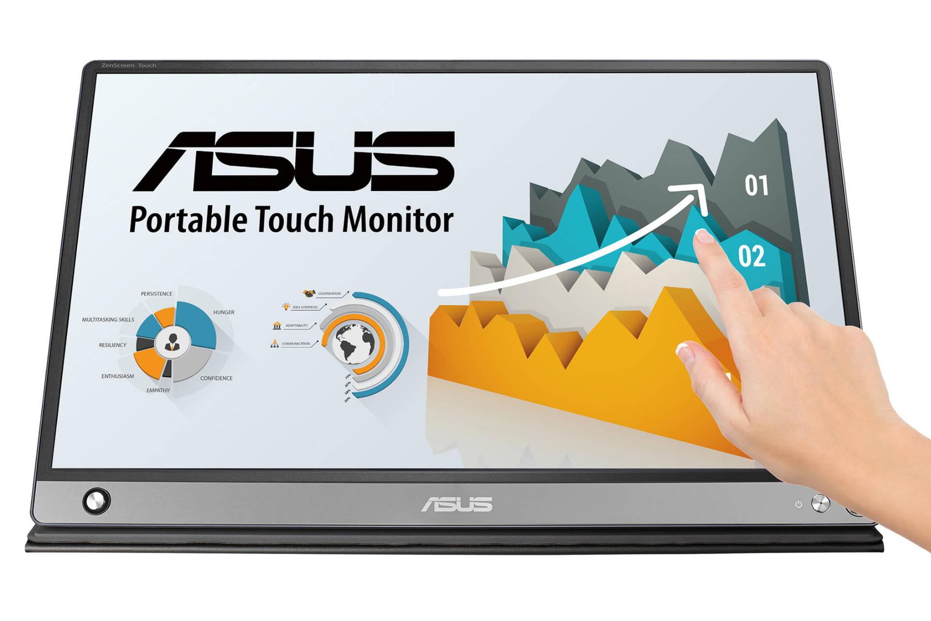 نمای جلو مانیتور ایسوس 16 اینچ مدل MB16AMT رنگ مشکی
