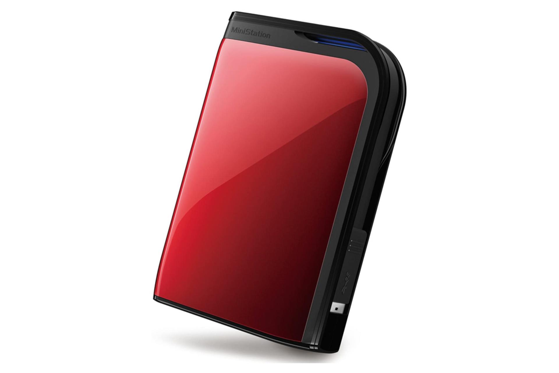 نمای کناری هارد دیسک بوفالو HD-PZU3 HD-PZ500U3R ظرفیت 500 گیگابایت رنگ قرمز