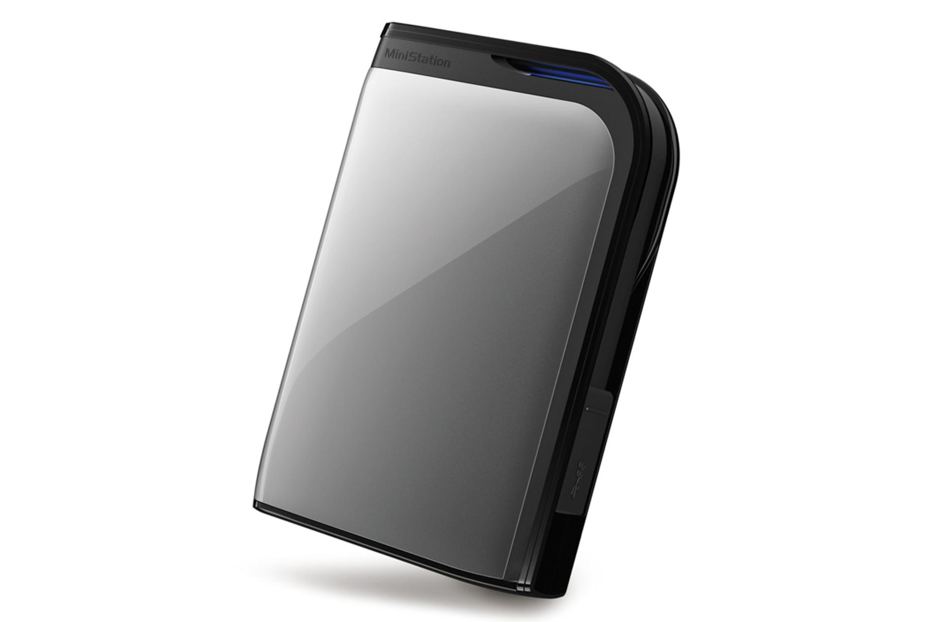 نمای کناری هارد دیسک بوفالو HD-PZU3 HD-PZ500U3S ظرفیت 500 گیگابایت رنگ نقره ای