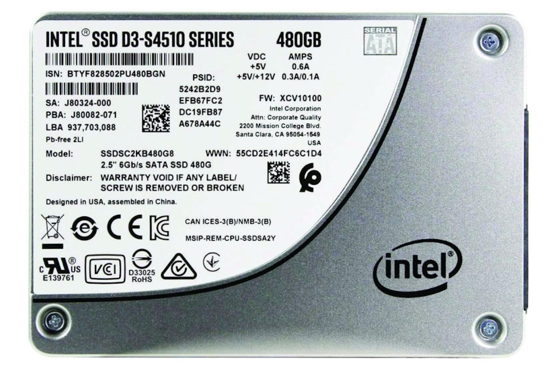 حافظه اینتل Intel SSD D3-S4510 SATA 2.5 Inch 480GB ظرفیت 480 گیگابایت