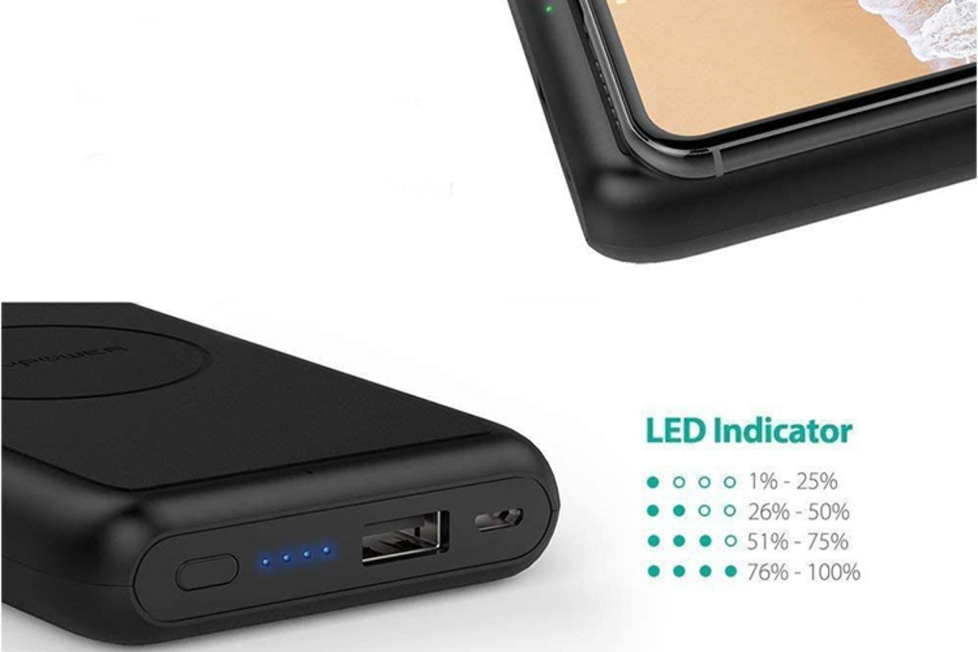 محل نمایش خروجی های پاور بانک RAVpower RP-PB081 و نشانگر LED