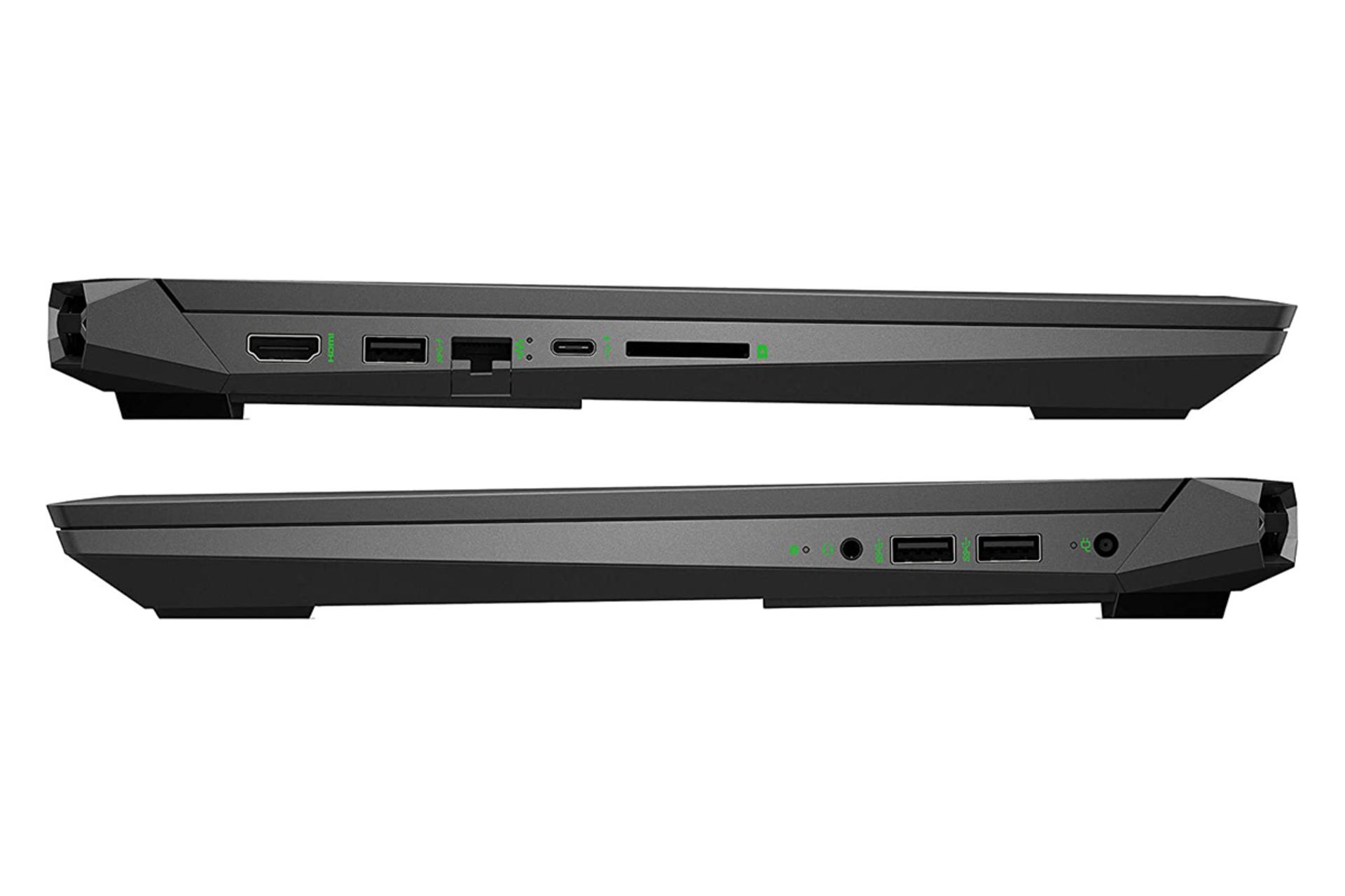 نمای کنار لپ تاپ اچ پی پاویلیون گیمینگ 15 dk0056wm و نمایش پورت ها