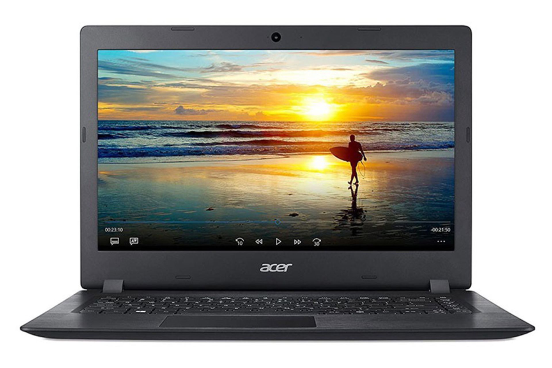 نمای جلو لپ تاپ ایسر اسپایر 1 با صفحه روشن