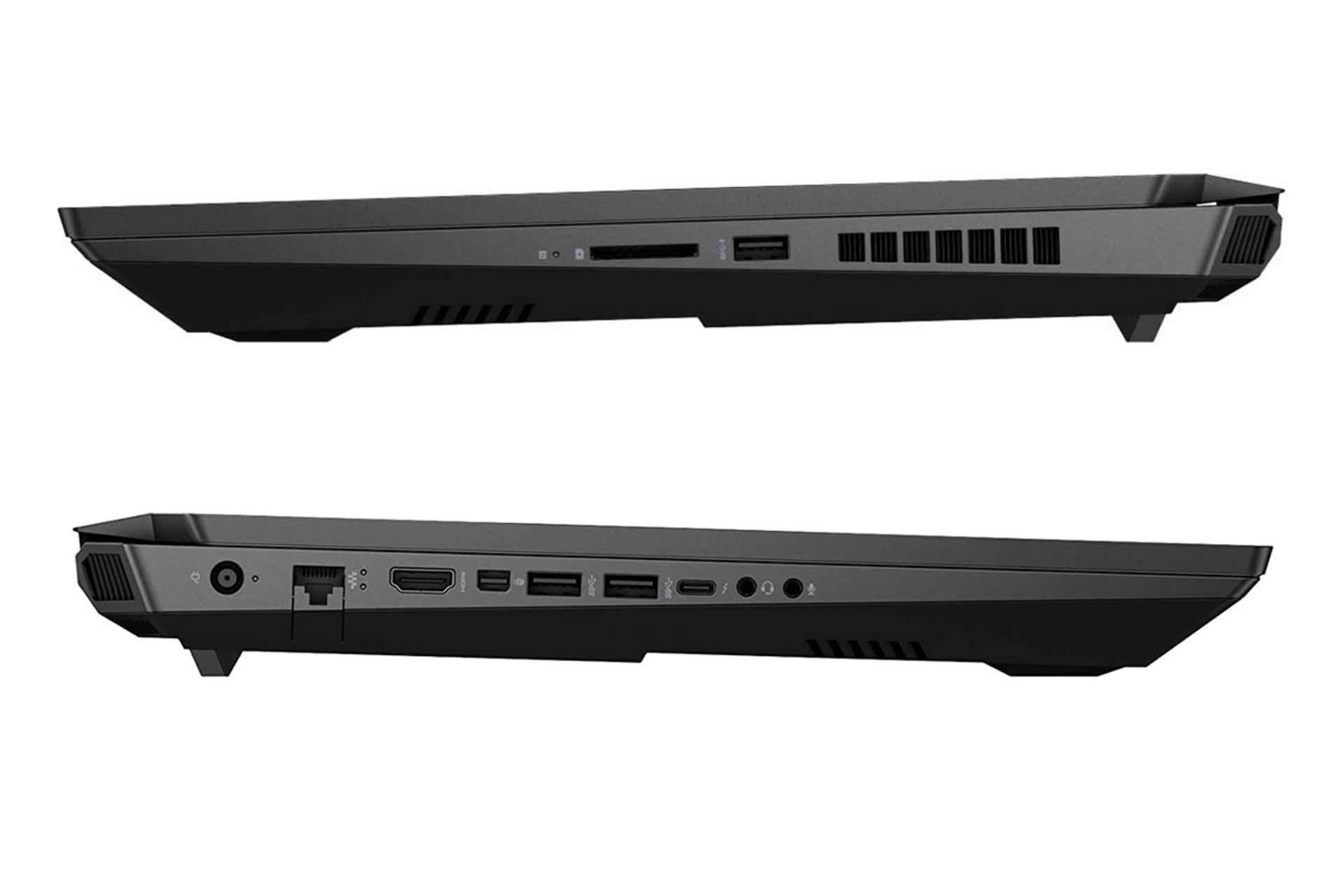 لپ تاپ اچ پی اومن 17t-CB-100 از نمای کنار و نمایش پورت ها