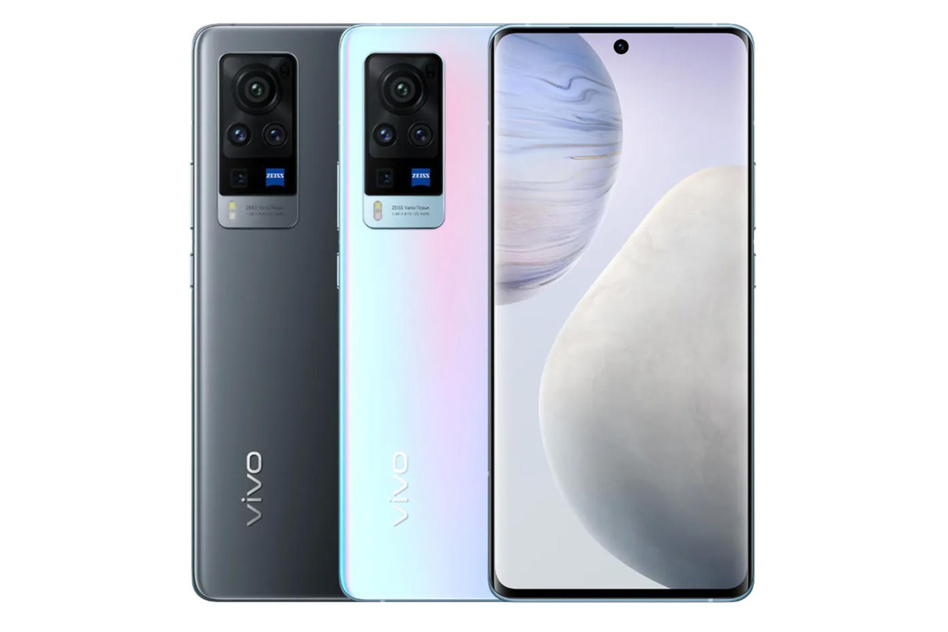 نمای جلو و پشت ویوو ایکس 60 پرو رنگ مشکی و شفق قطبی