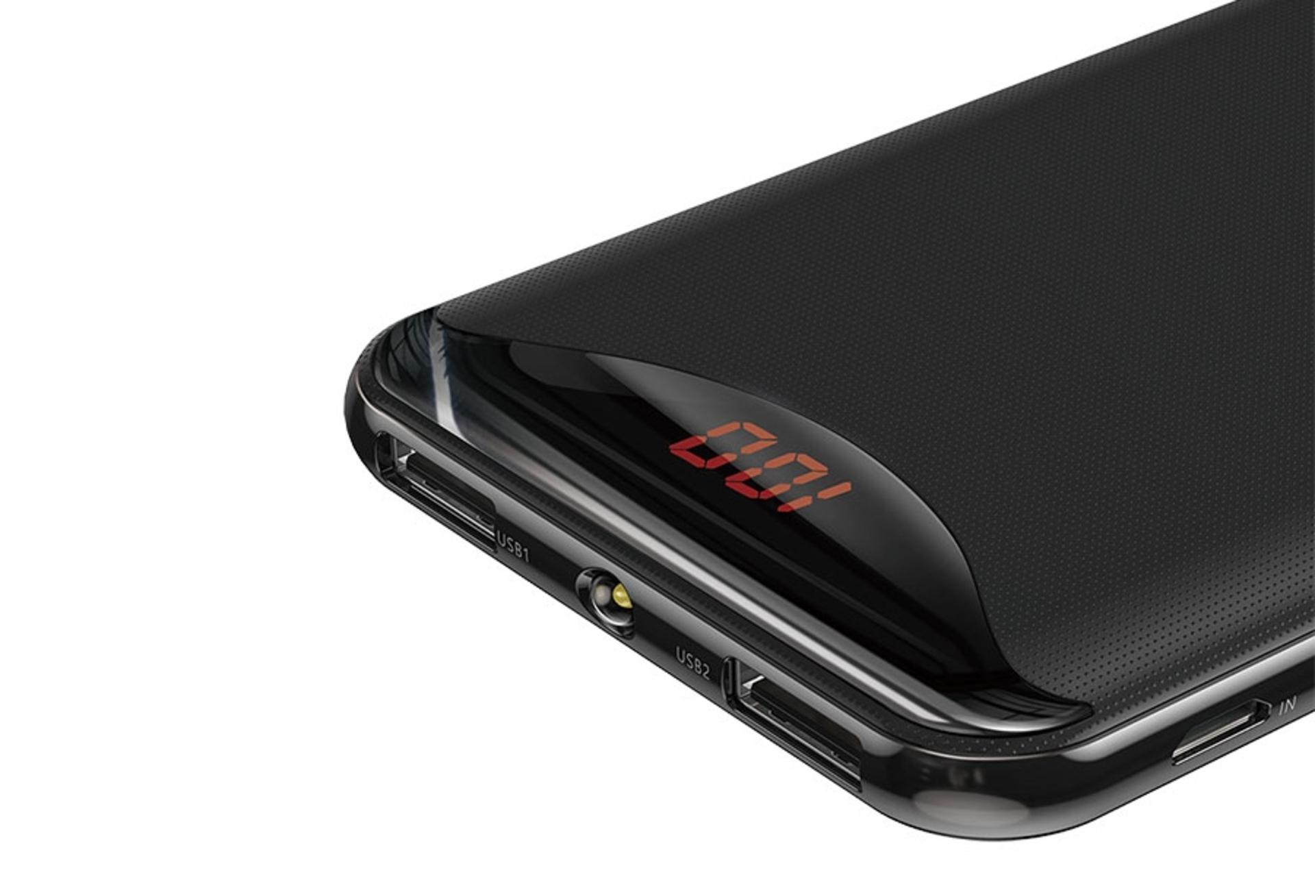 نمای راست پاور بانک باسئوس Baseus Gentleman Digital Display 10000mAh با ظرفیت 10000 میلی‌آمپر ساعت