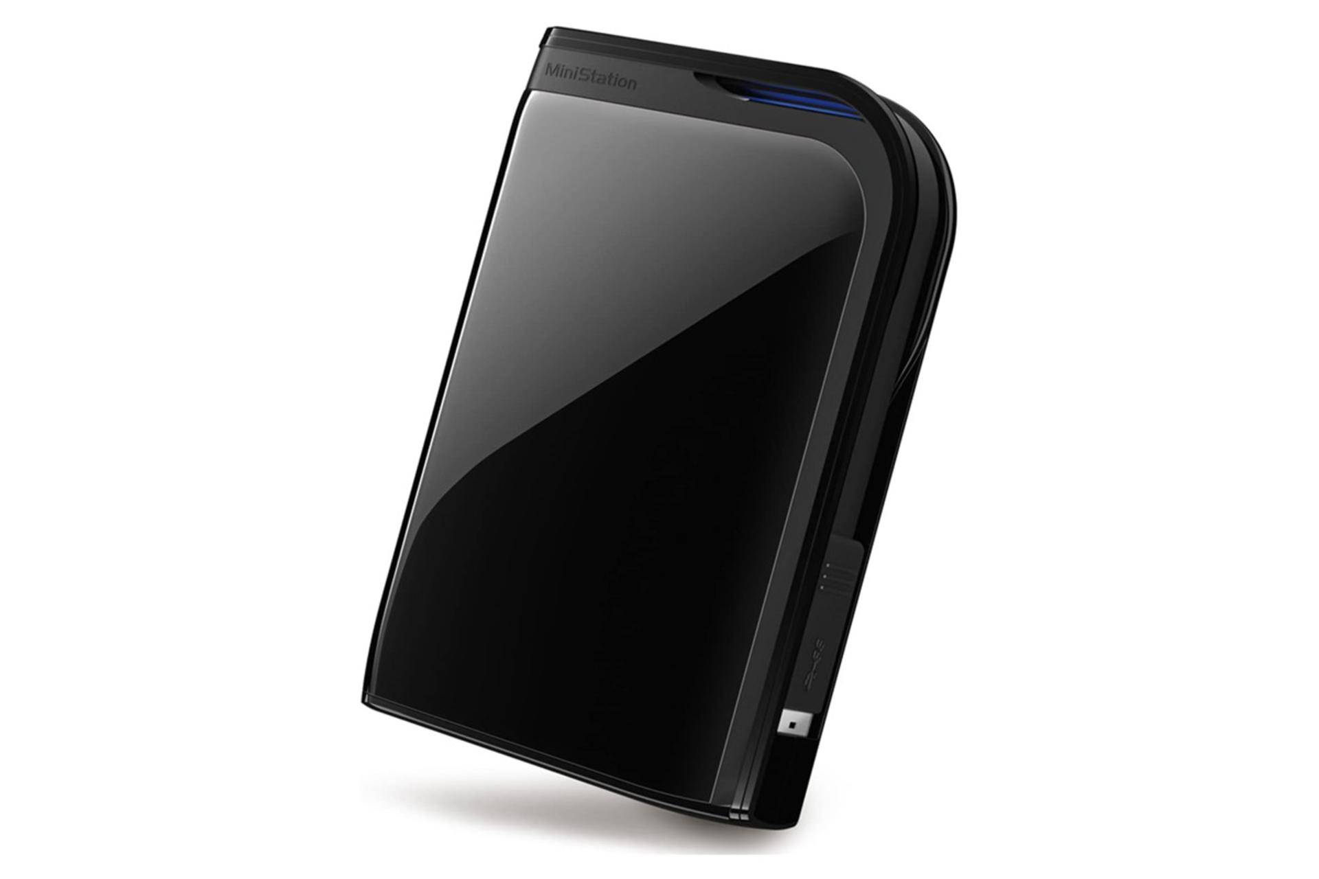 نمای کناری هارد دیسک بوفالو HD-PZU3 HD-PZ1.0U3B ظرفیت 1 ترابایت رنگ مشکی