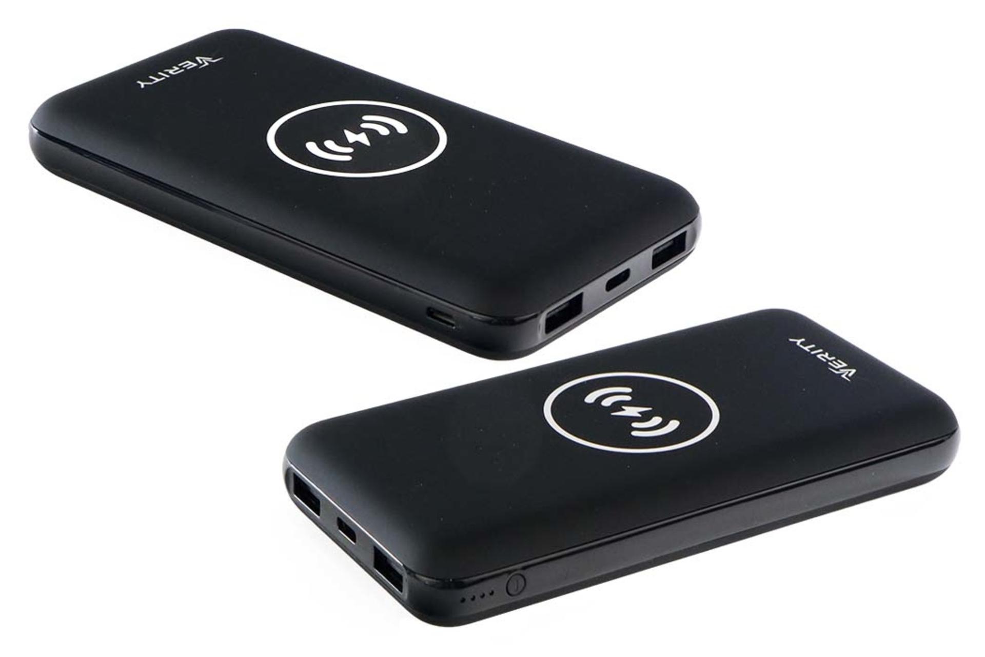 درگاه پاور بانک وریتی Verity PUW91 10000mAh با ظرفیت 10000 میلی‌آمپر ساعت مشکی