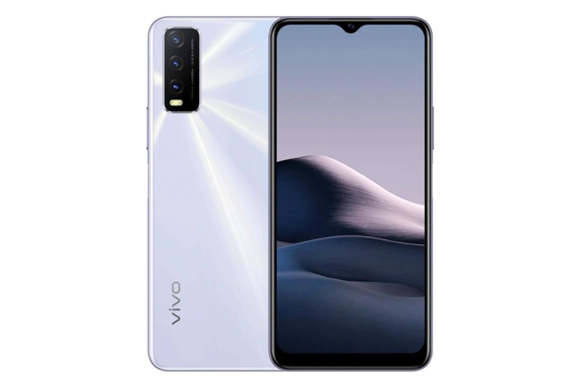 نمای پشت و جلو موبایل وای 30 جی ویوو رنگ سفید