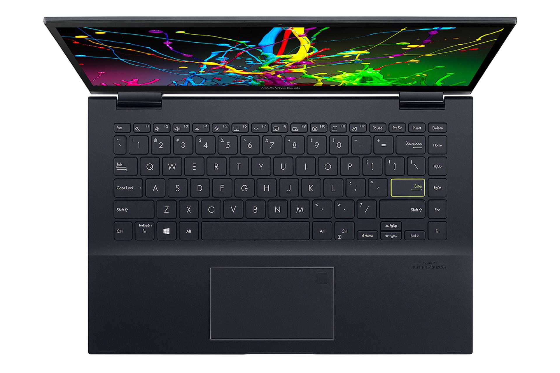 نمای بالا از لپ تاپ ایسوس ویووبوک فلیپ 14 tm420ua