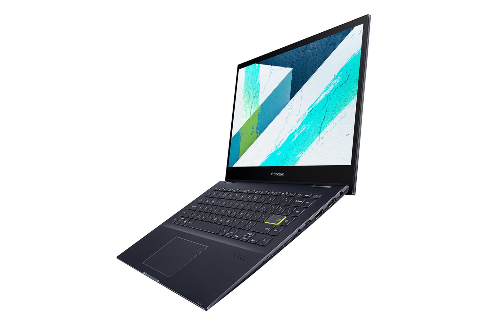 نمای نیمرخ لپ تاپ ایسوس ویووبوک فلیپ 14 tm420ua و نمایش پورت