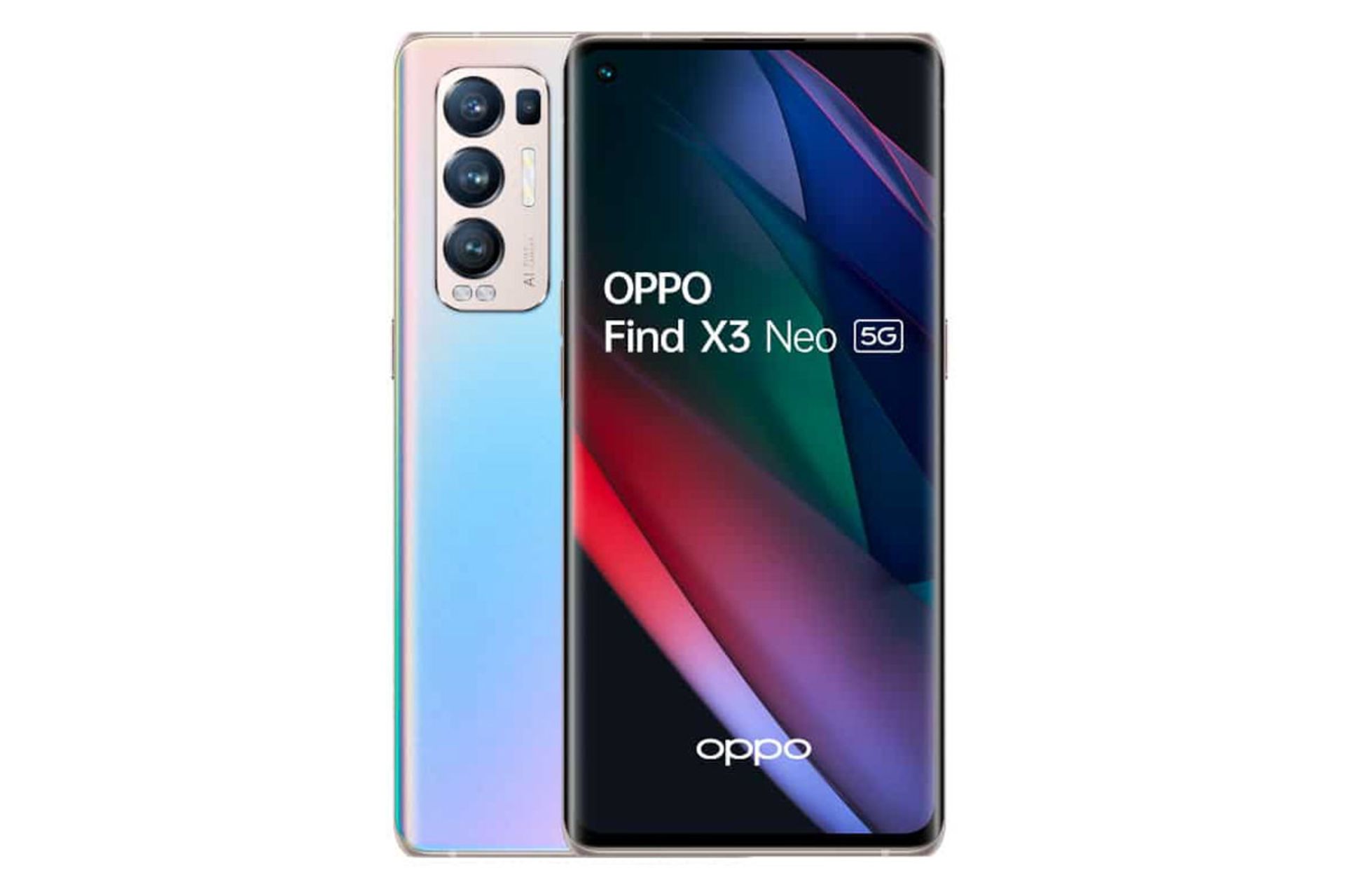 نمای جلو و پشت موبایل فایند ایکس 3 نئو اوپو رنگ آبی