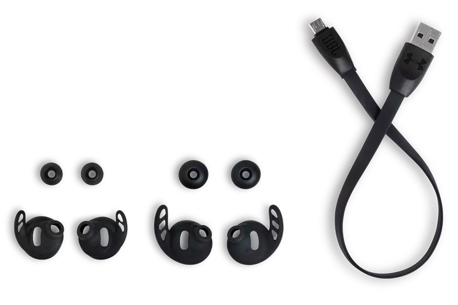 هدفون JBL Under Armour True Wireless Flash کابل شارژ و گوشی های اضافه / جی بی ال Under Armour True